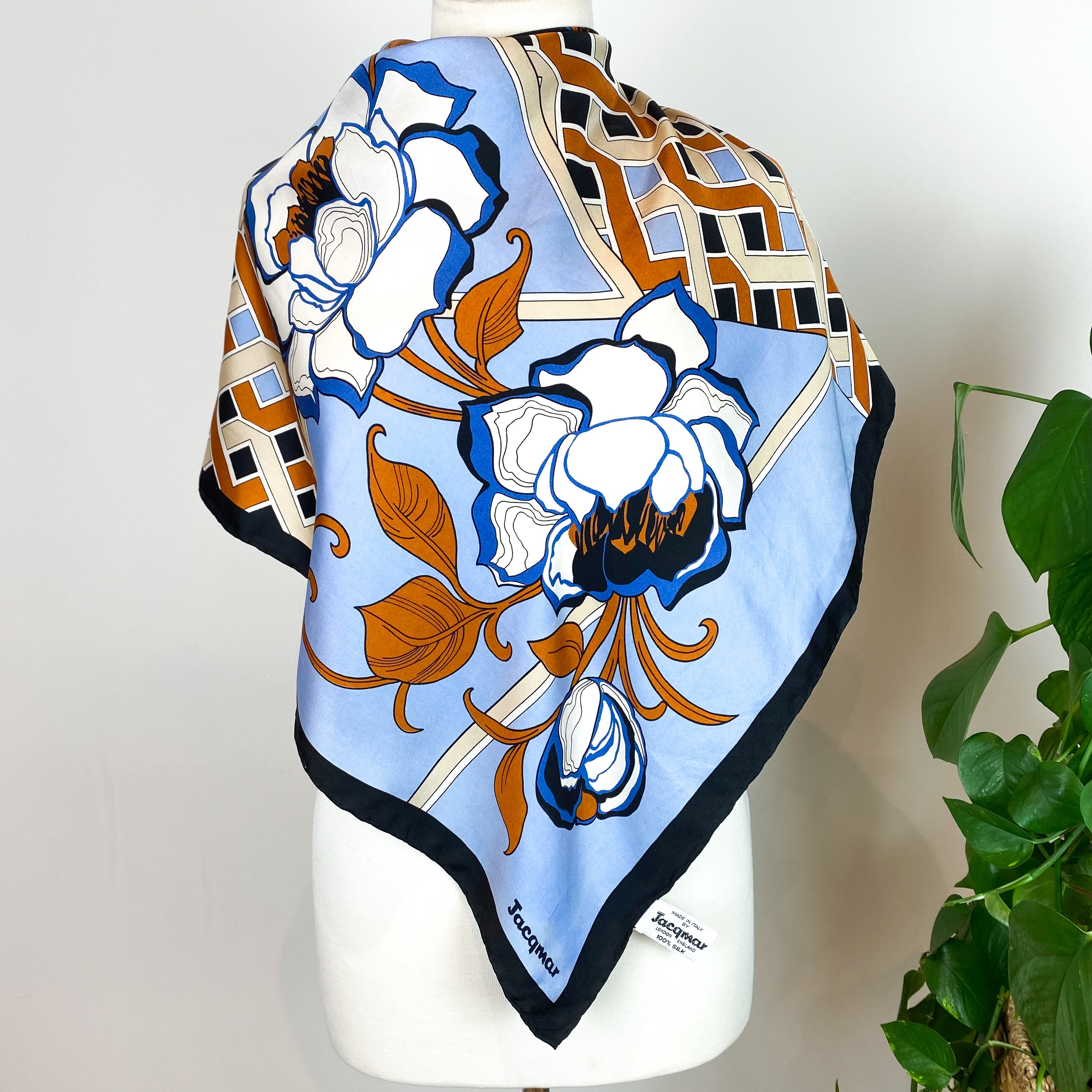 Jacqmar Floral Abstract Vintage Silk Scarf