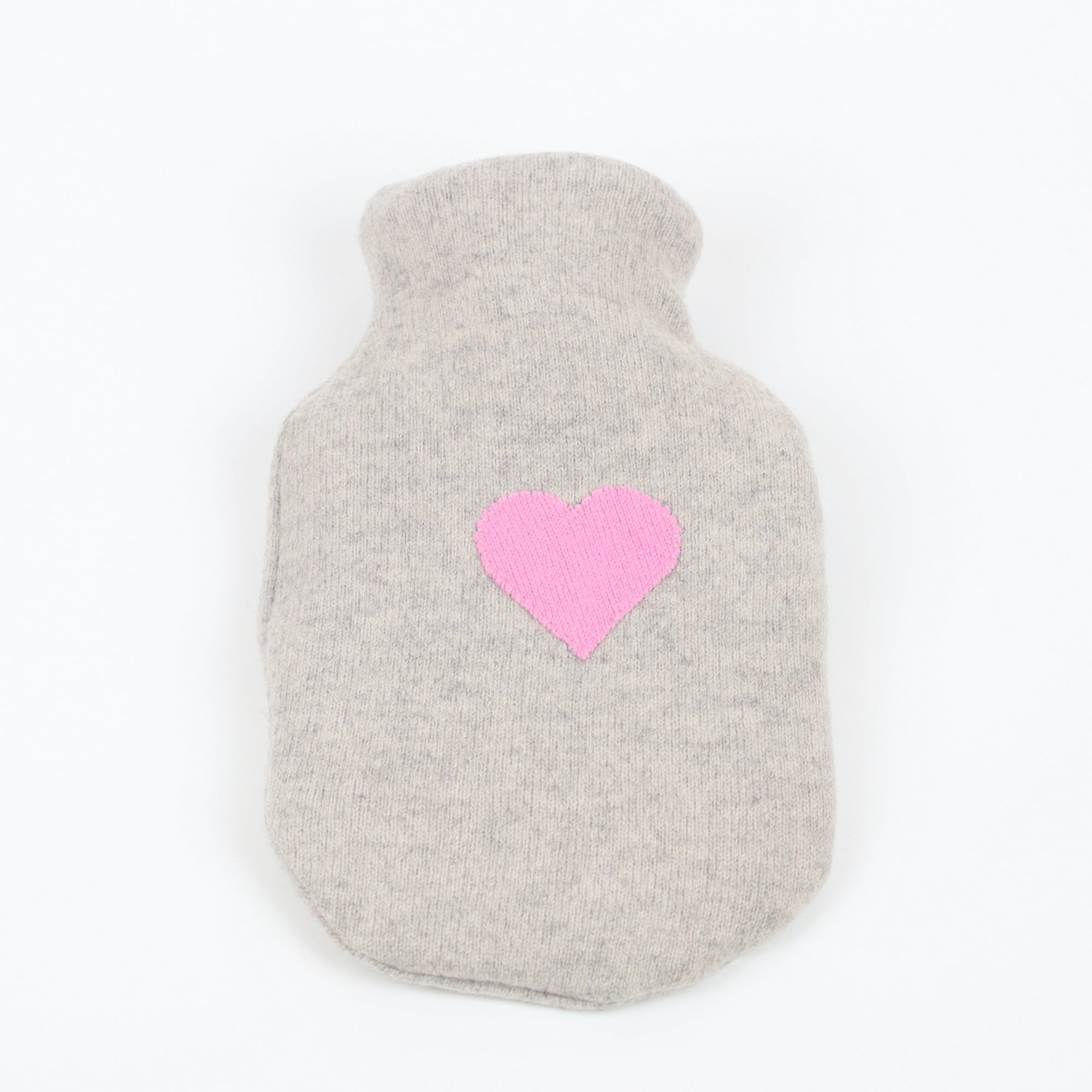 Grey and Foxglove Pink Small Cashmere Hot Water Bottle