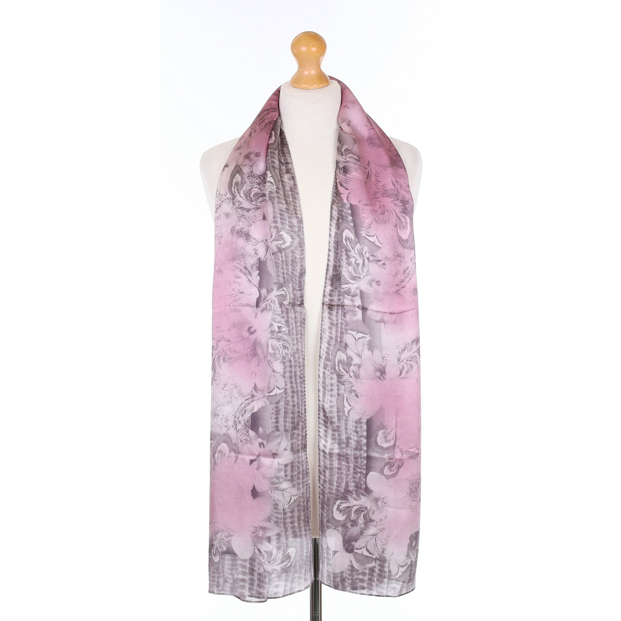 Pink Patterned Silk Scarf