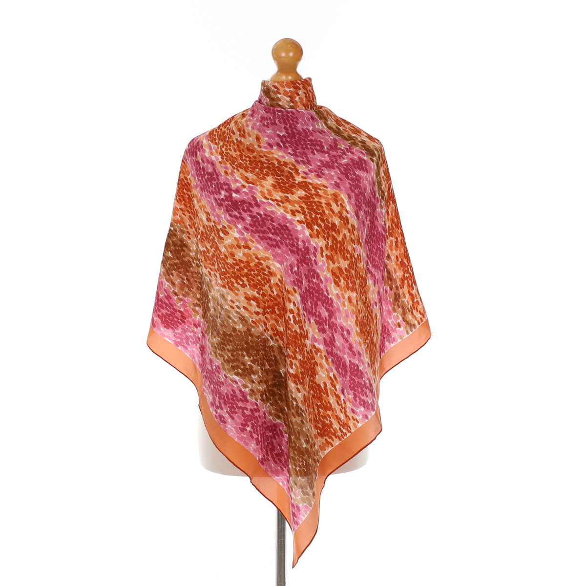 Foulard Vintage Fisba Stoffels En Soie 100% - Motif Floral Multicolore (occasion Bon état)