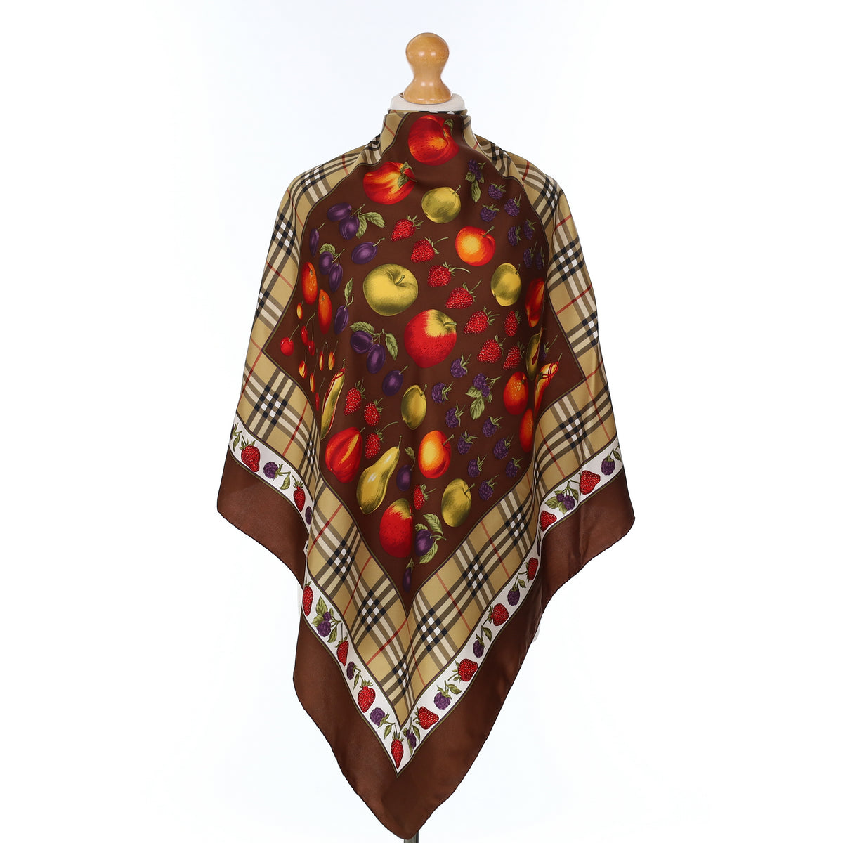 Burberrys Fruits Vintage Silk Scarf