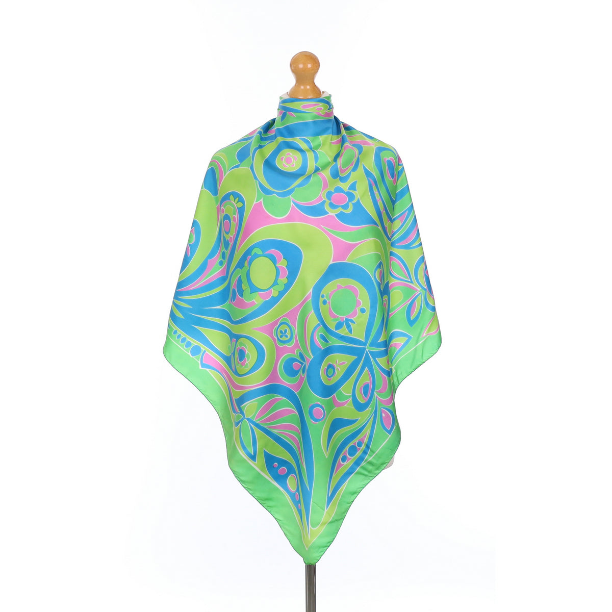 1970’s Green Retro Silk Scarf