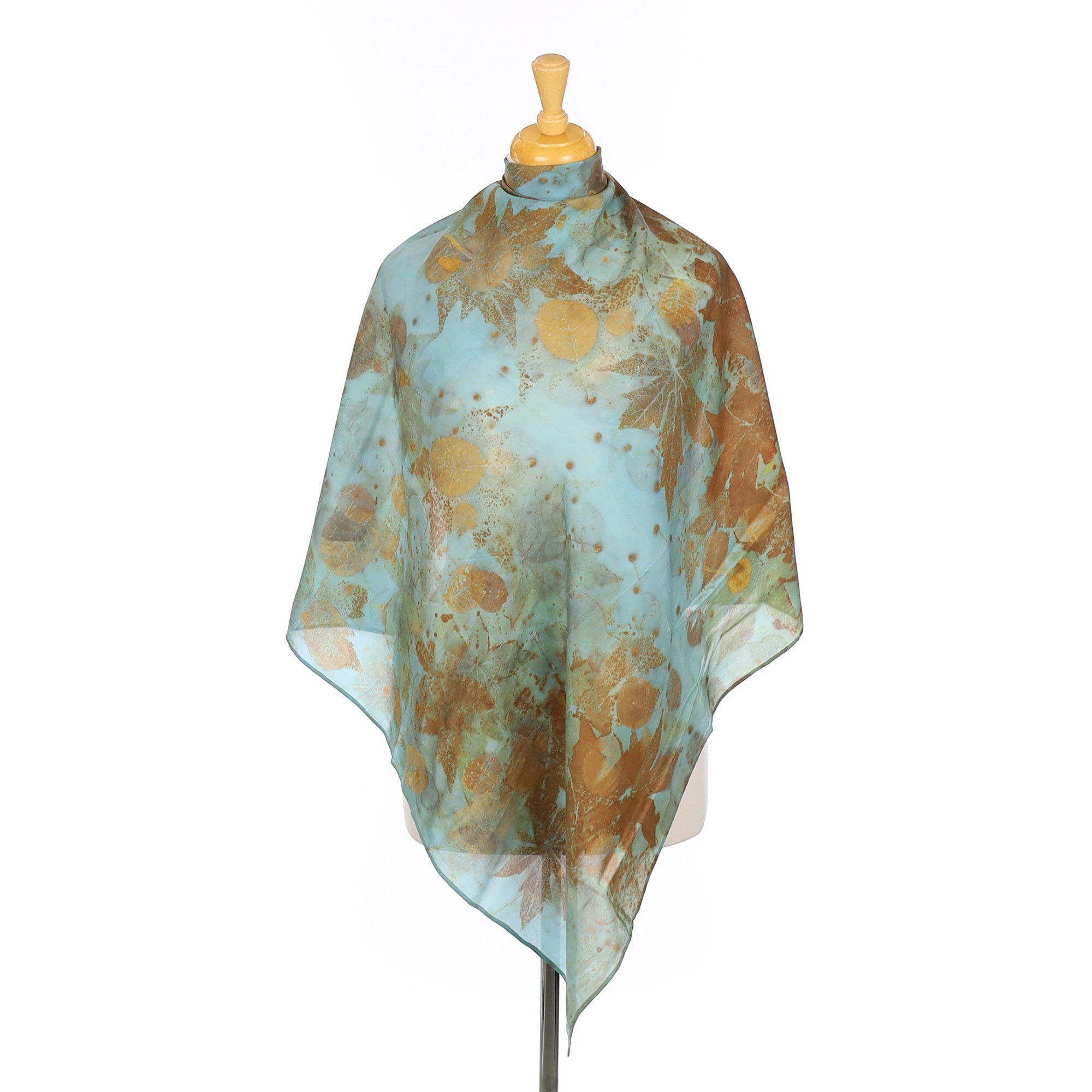 Brand New Hand Printed Leaf Design Silk Scarf