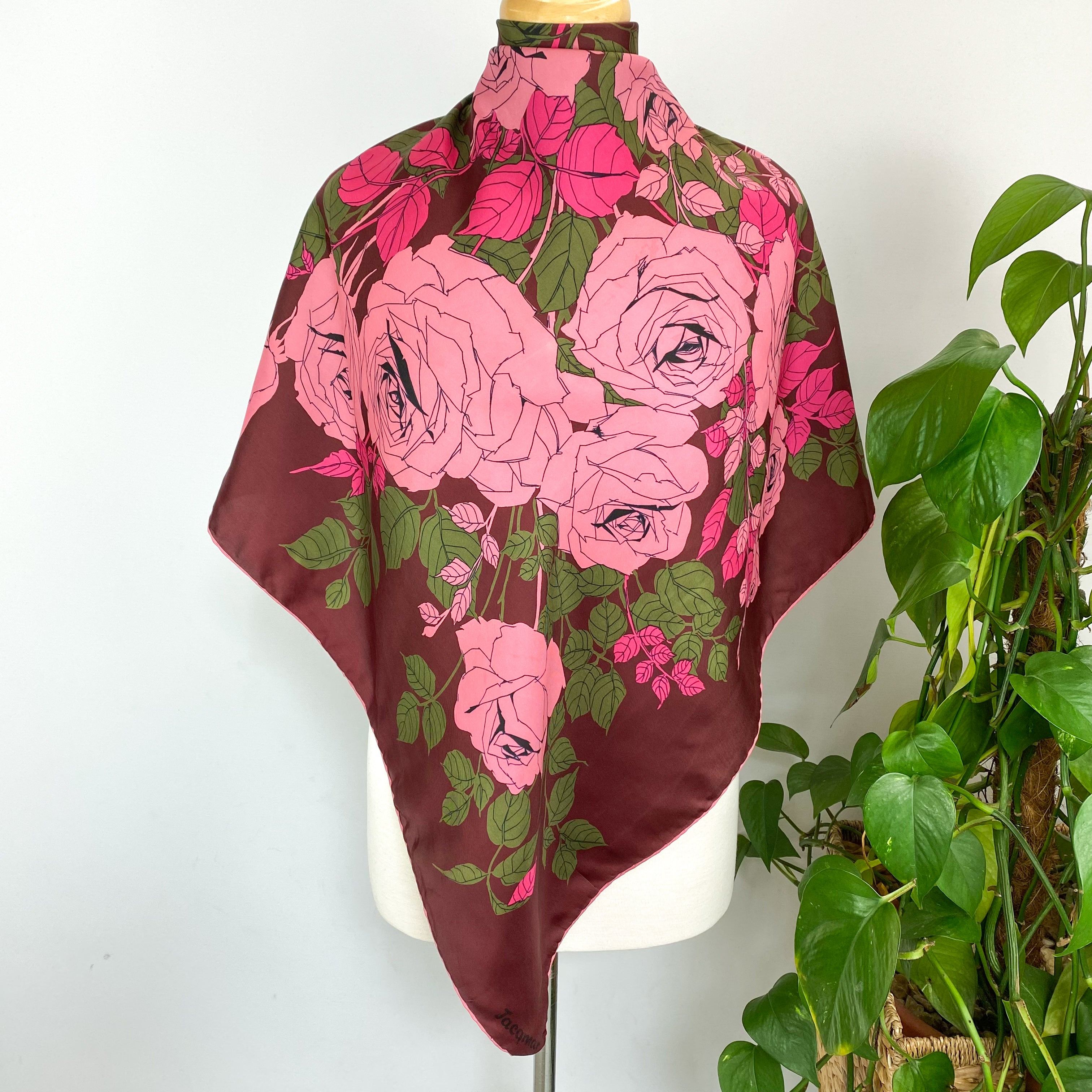 1960s Jacqmar Floral Silk Scarf