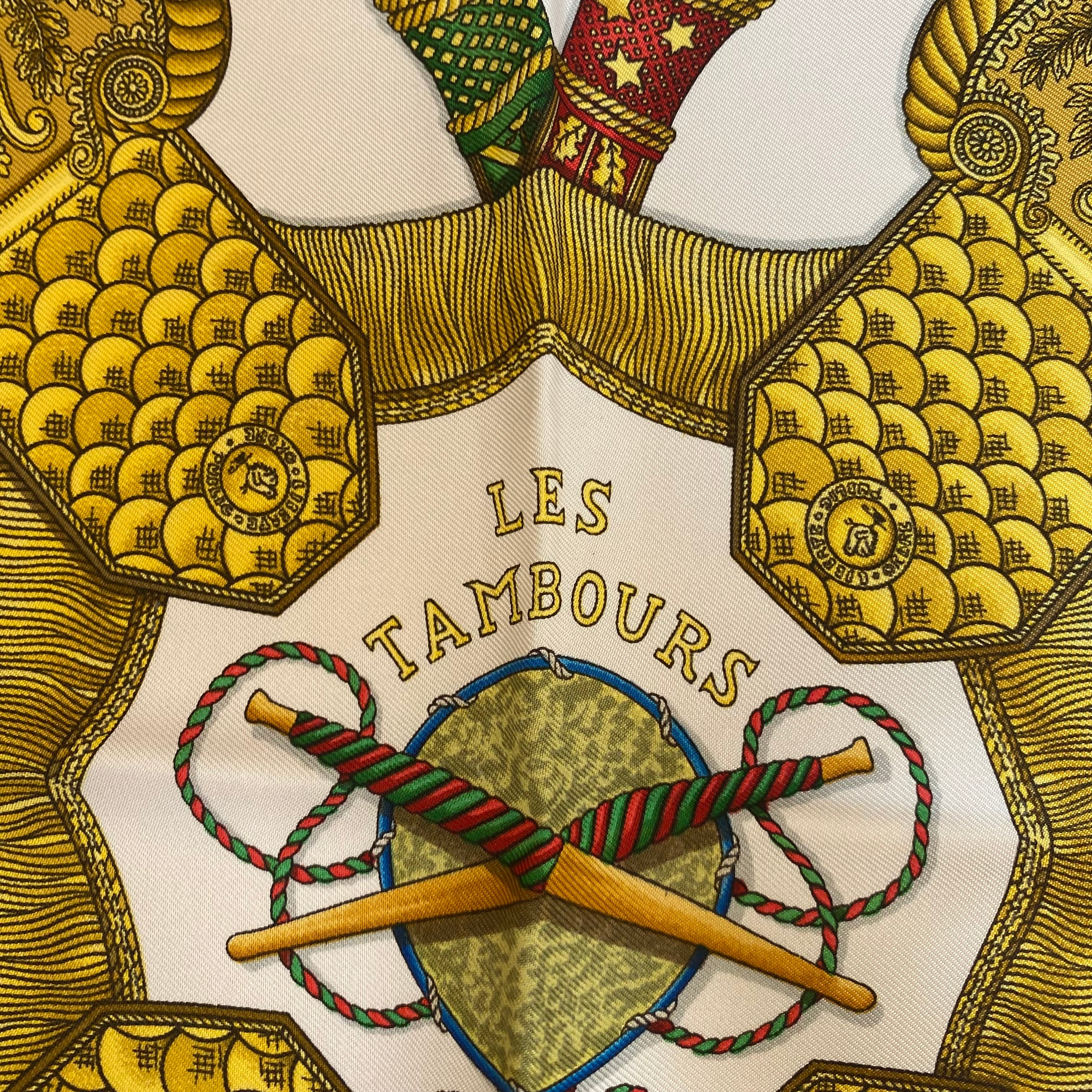 Hermès Les Tambours Silk Scarf