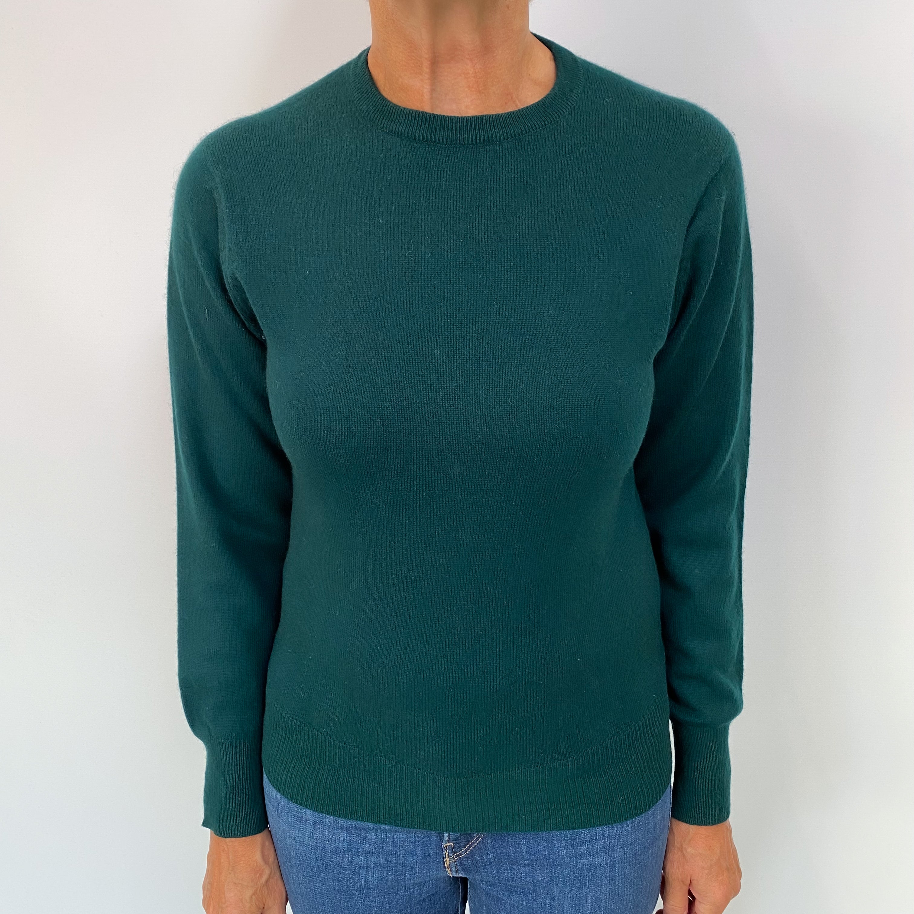 Lincoln Green Cashmere Crew Neck Jumper Medium