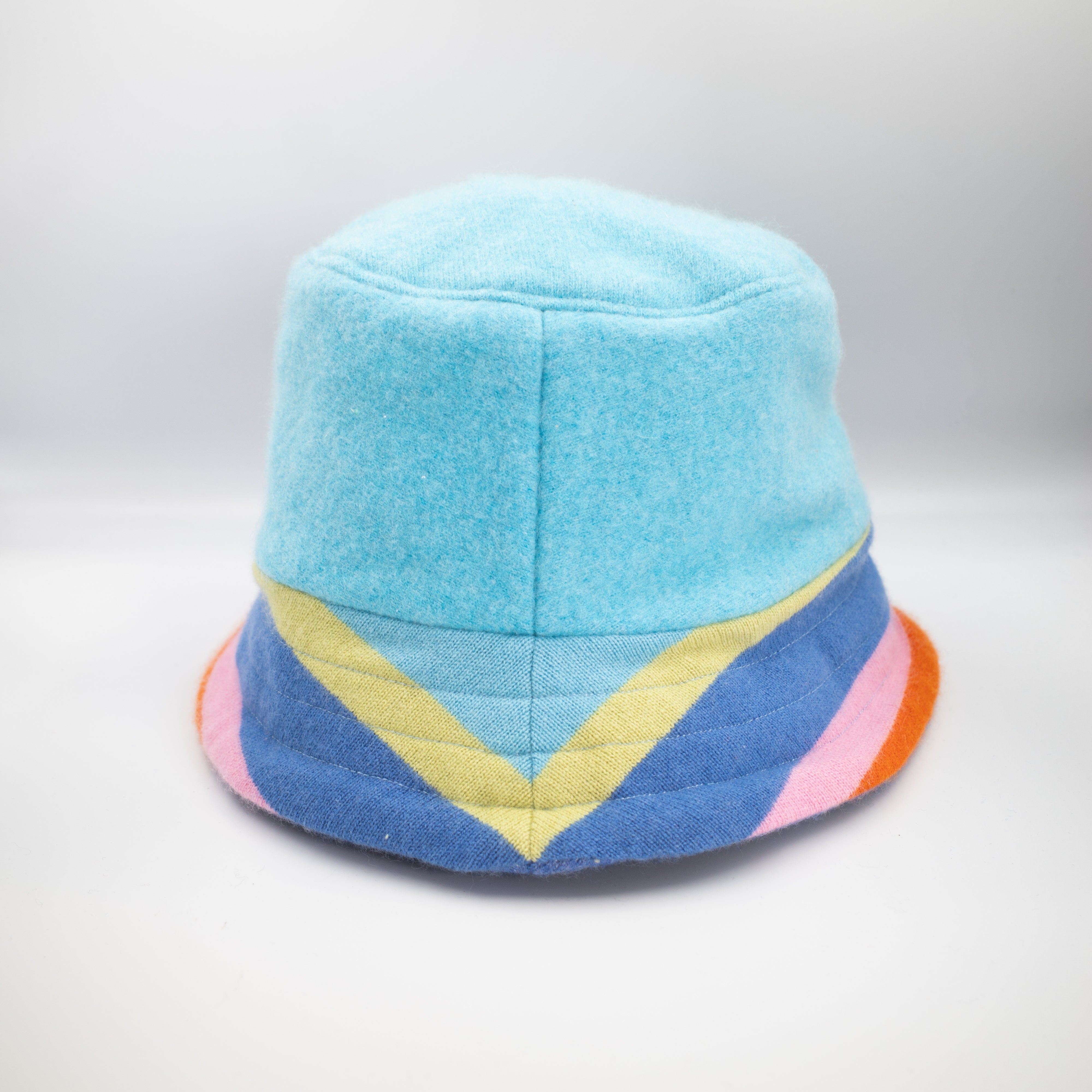 Multicoloured Reversible Cashmere Bucket Hat Large