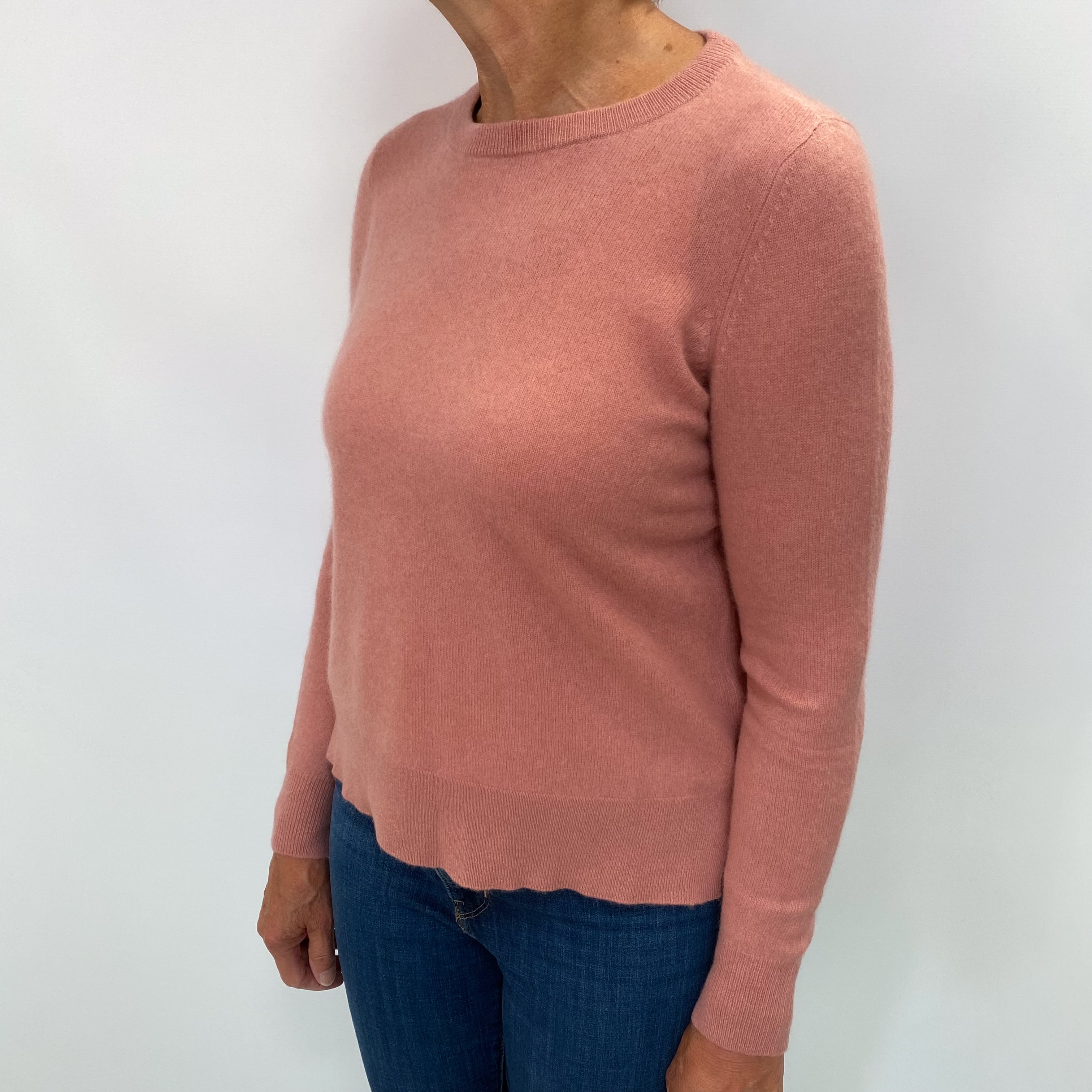 Dusky Pink Cashmere Crew Neck Jumper Medium