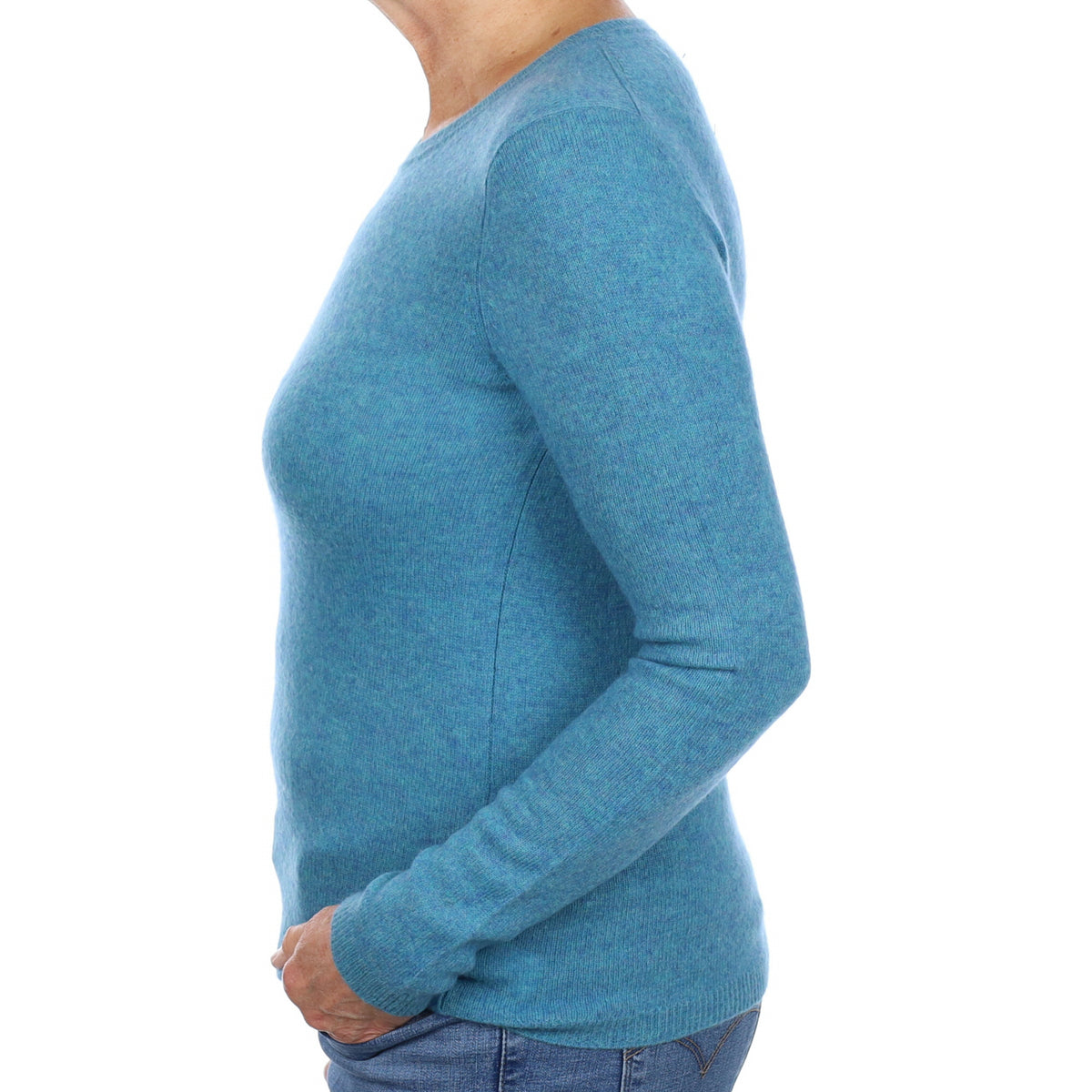 Mediterranean Blue Cashmere Crew Neck Jumper Medium