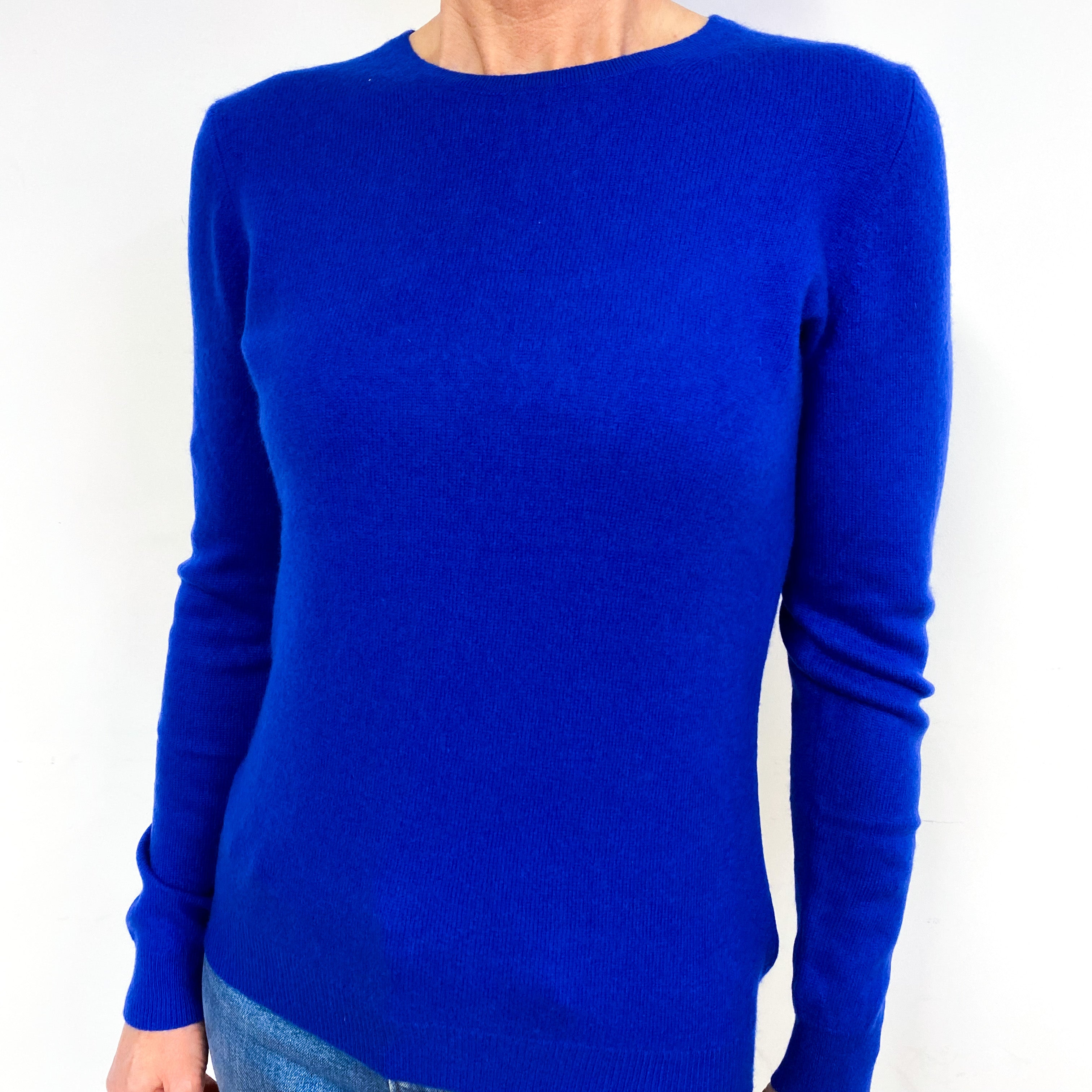 Cobalt Blue Cashmere Crew Neck Jumper Medium
