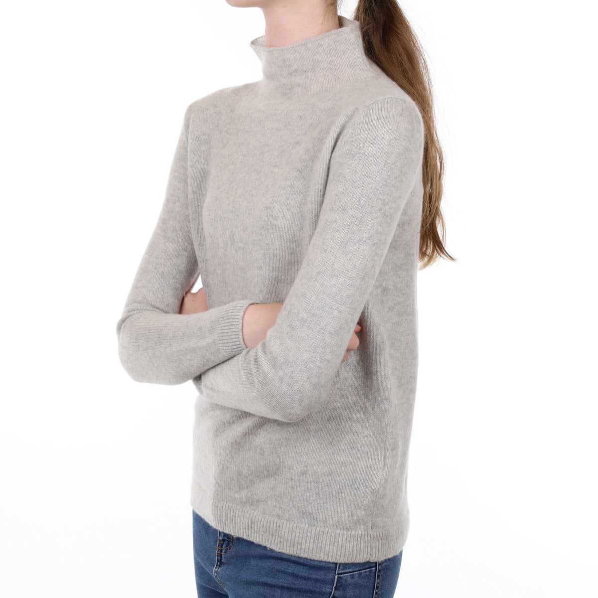 COS Mist Grey Cashmere Funnel Neck Jumper Extra Small