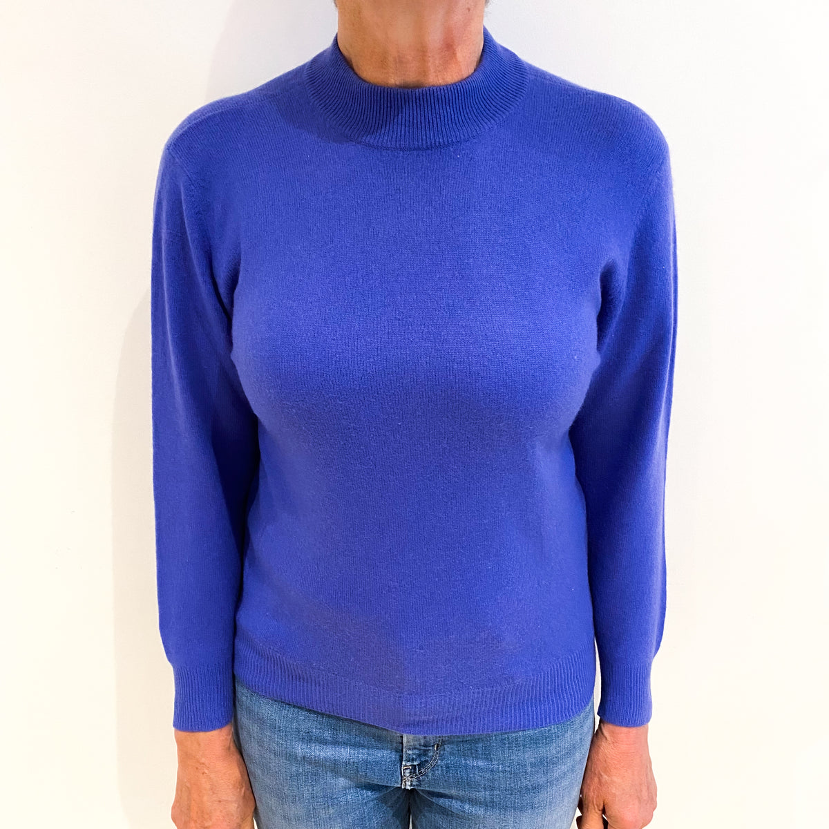Cornflower Blue Cashmere Turtle Neck Jumper Medium