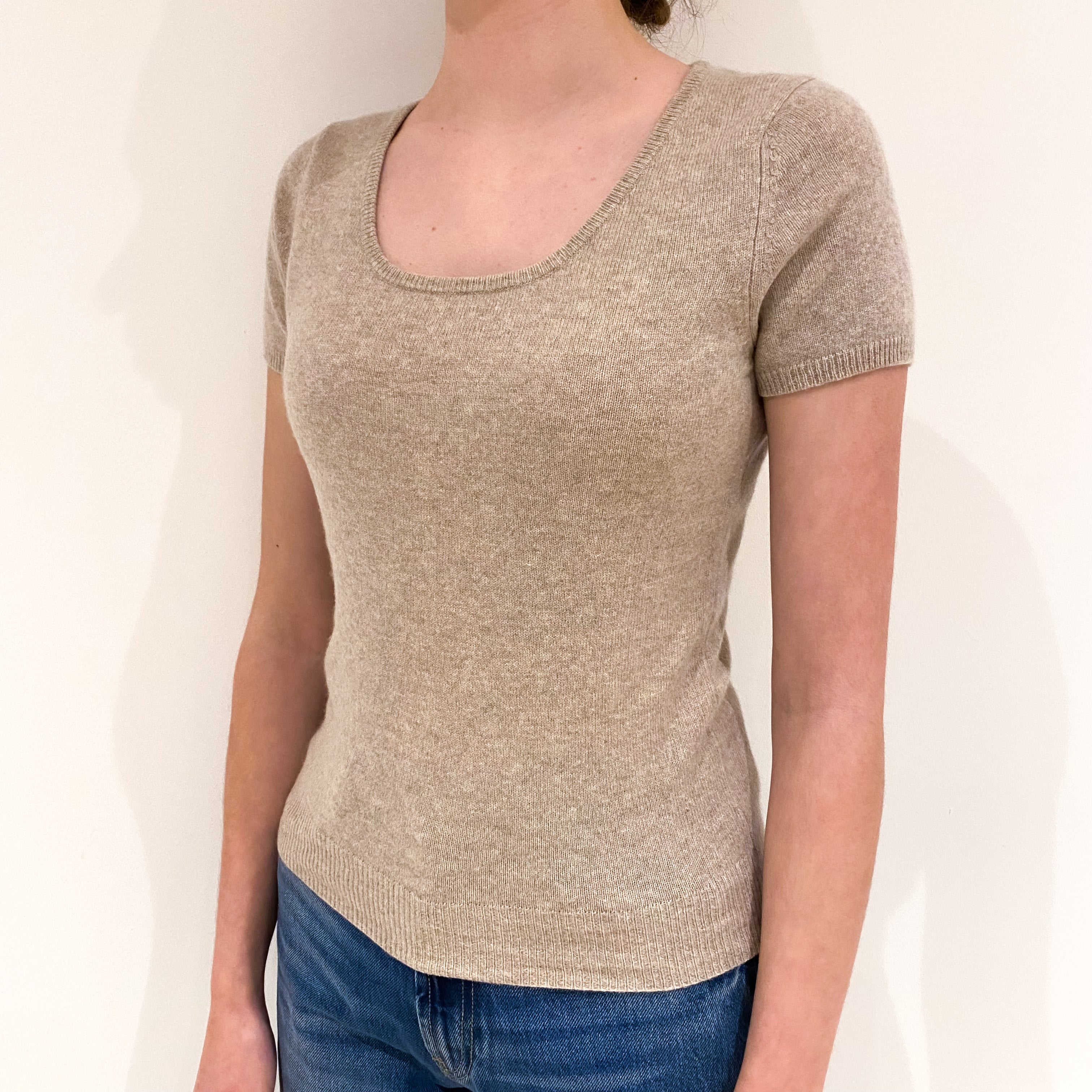 Fawn Beige Cashmere Crew Neck Jumper Extra Small
