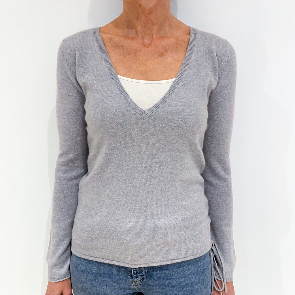 Pale Blue Cashmere V-Neck Jumper Small
