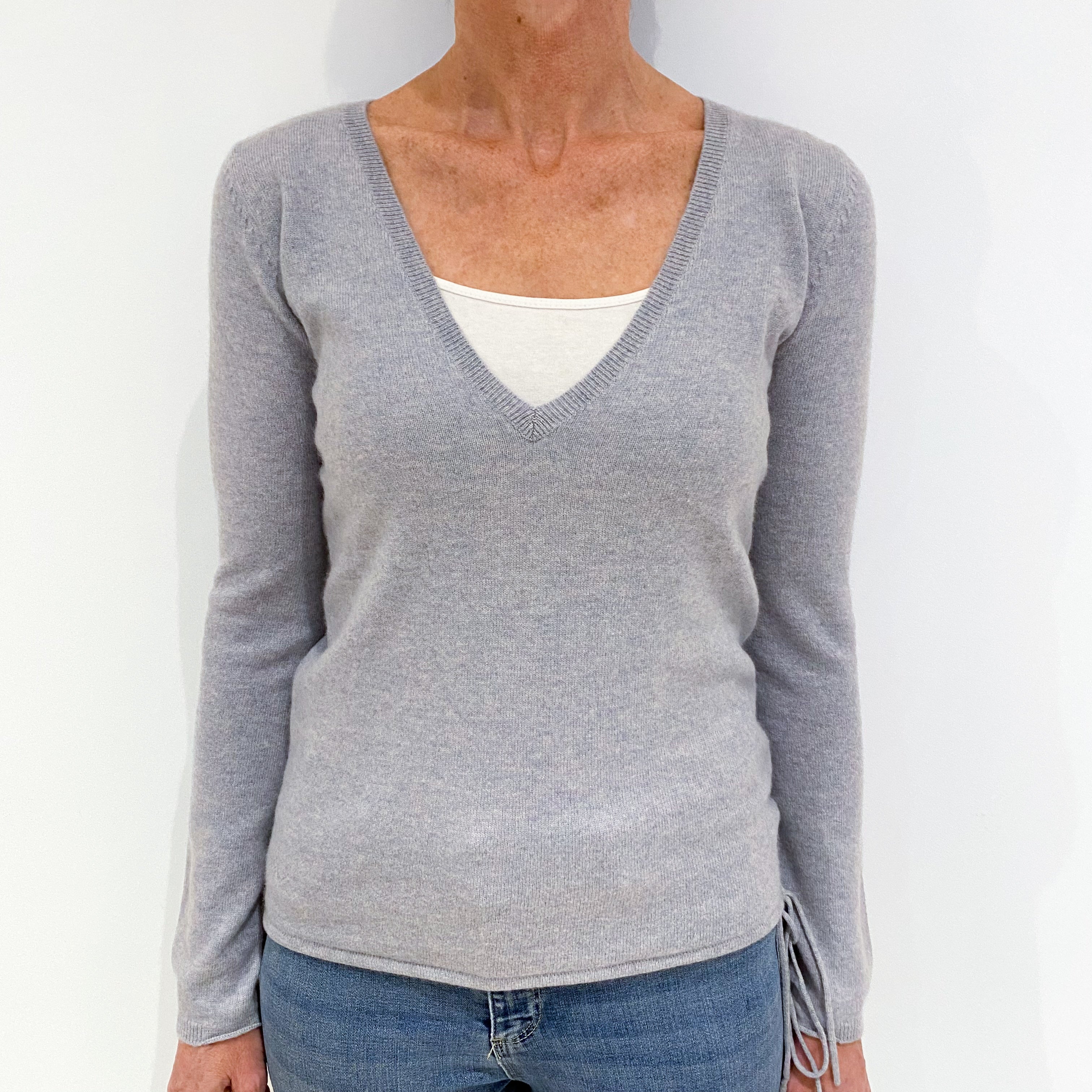 Pale Blue Cashmere V-Neck Jumper Small