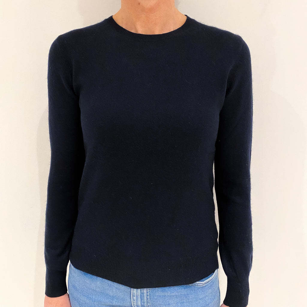 Midnight Blue Cashmere Crew Neck Jumper Small