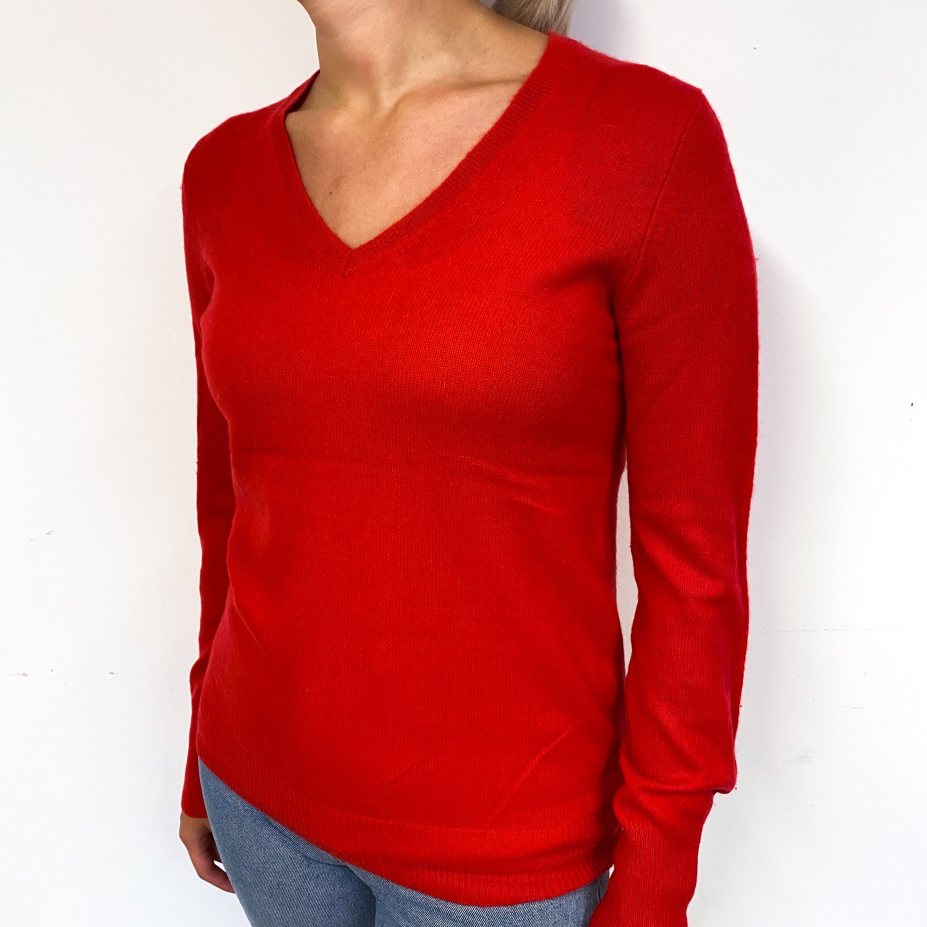 Scarlett Red Cashmere V-Neck Jumper Small