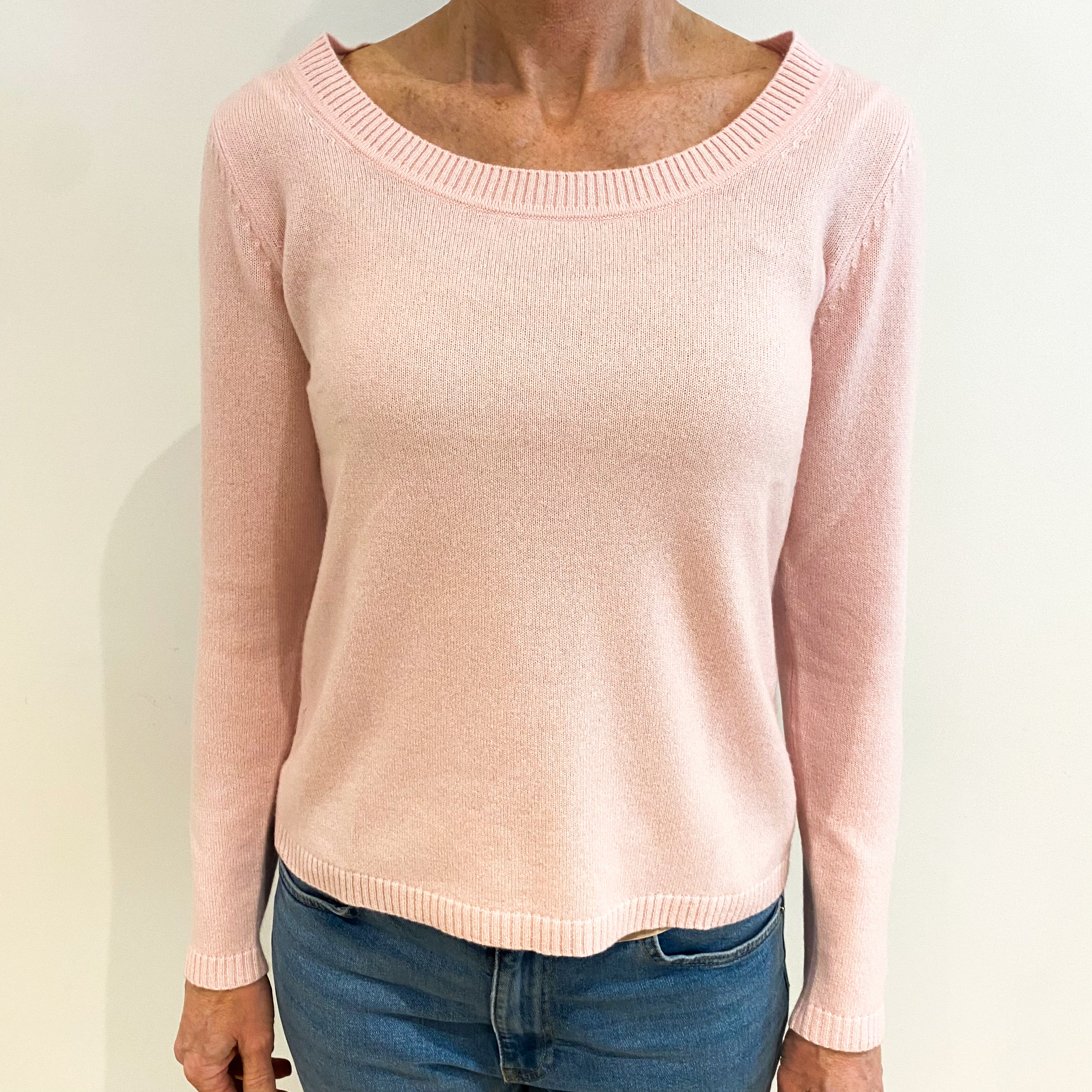 New Sugar Mouse Pink Cashmere Wide Crew Neck Jumper Small