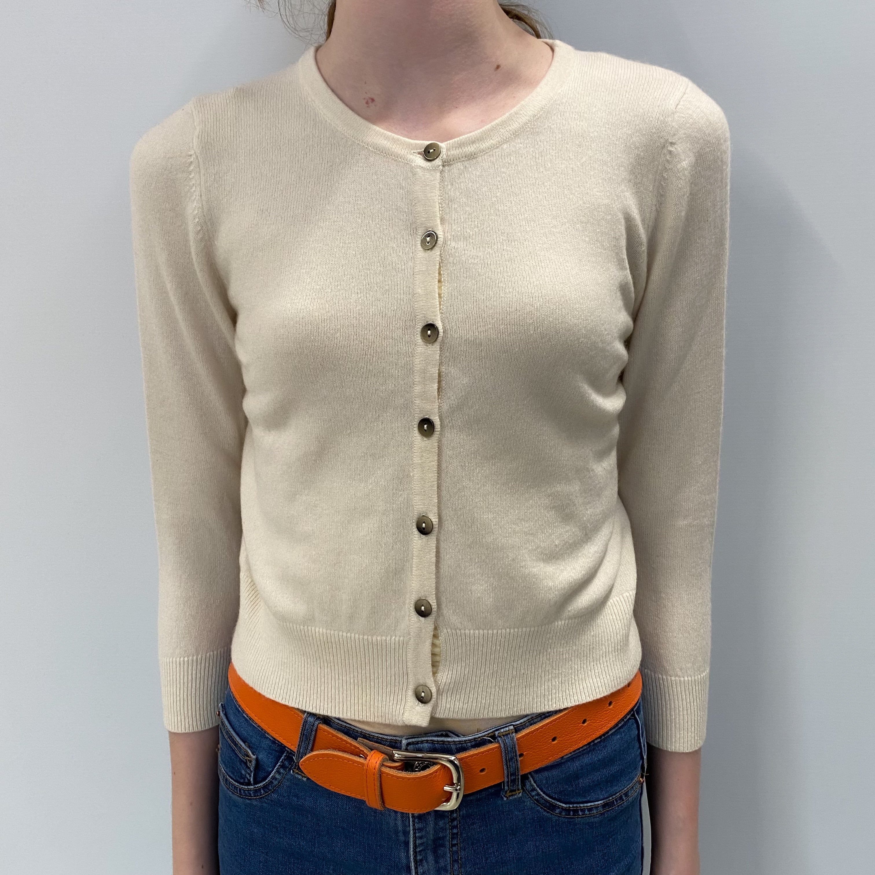 Cream Cashmere Crew Cardigan Extra Small