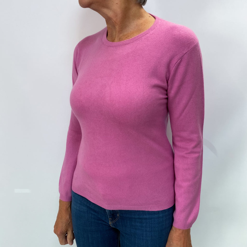Foxglove Pink Cashmere Crew Neck Jumper Medium
