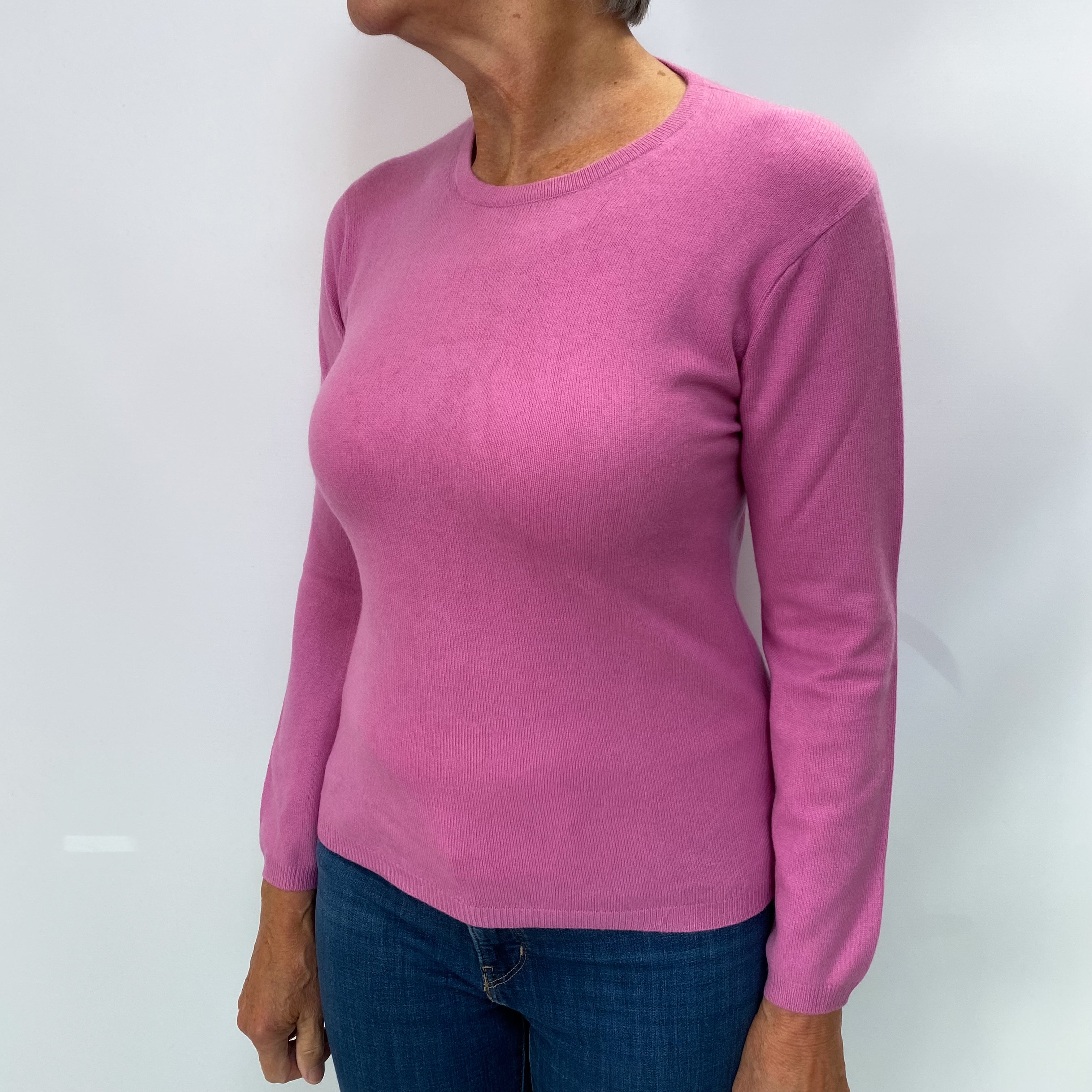 Foxglove Pink Cashmere Crew Neck Jumper Medium