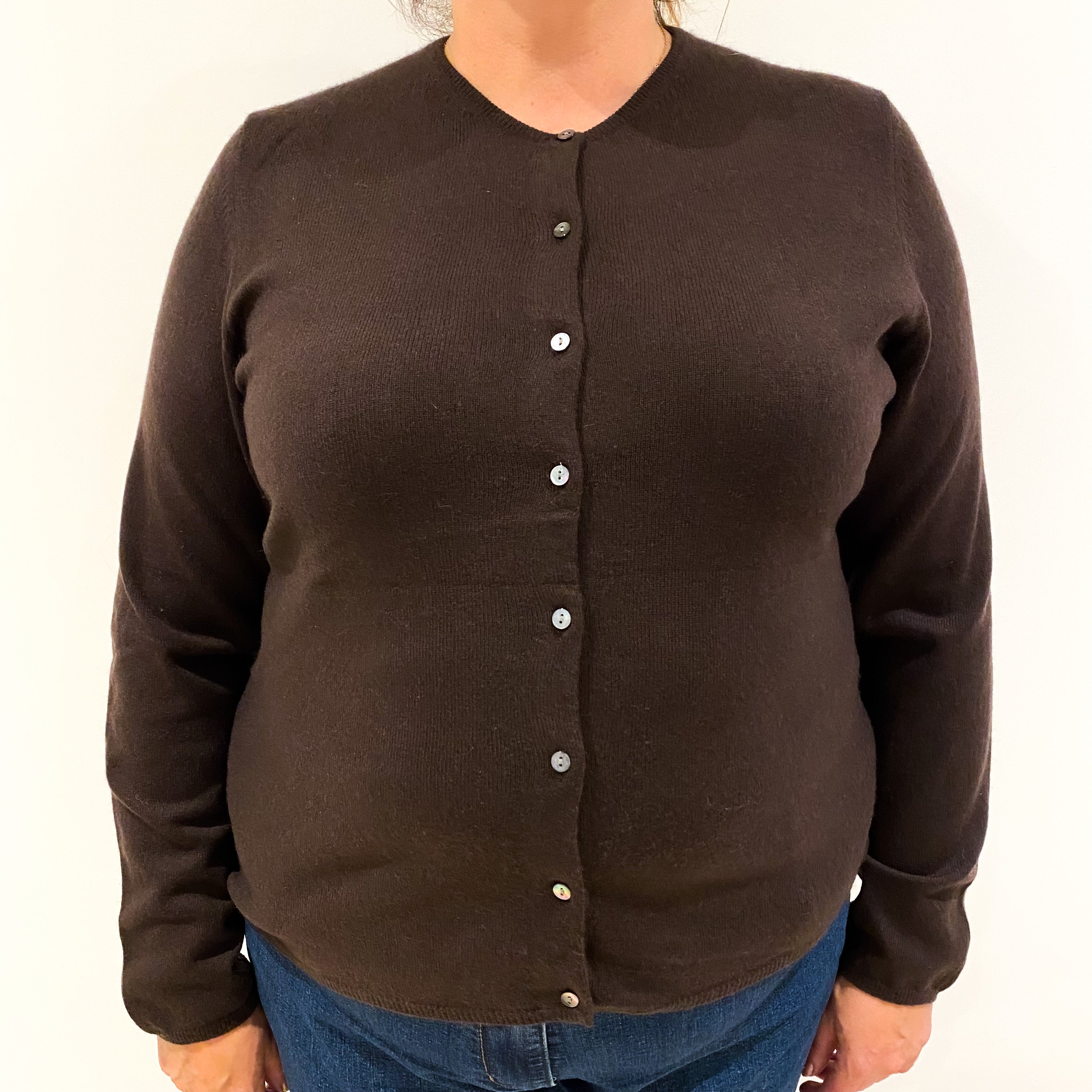 Peppercorn Brown Cashmere Cardigan Extra Large
