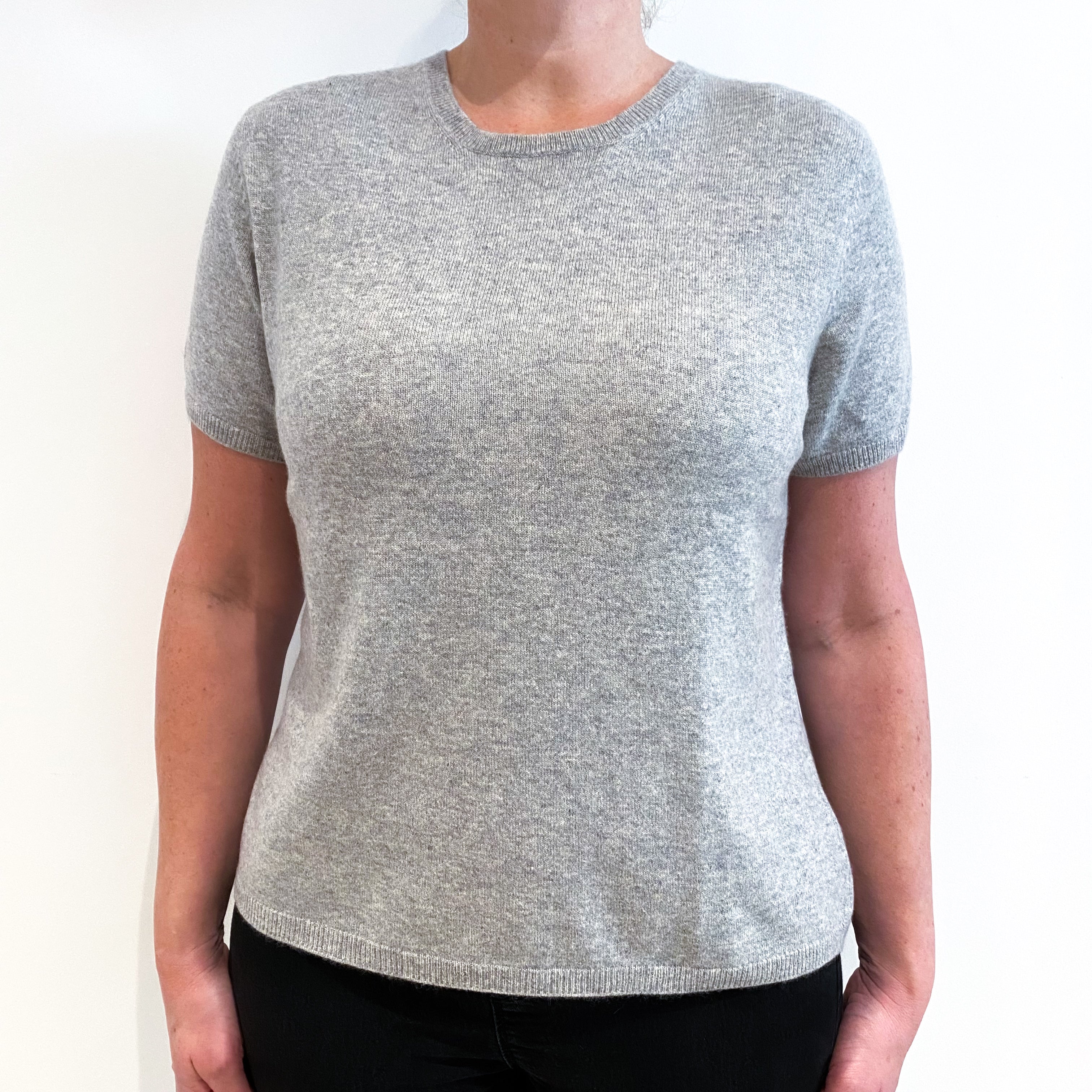 Smoke Grey Cashmere Short Sleeve Jumper Large