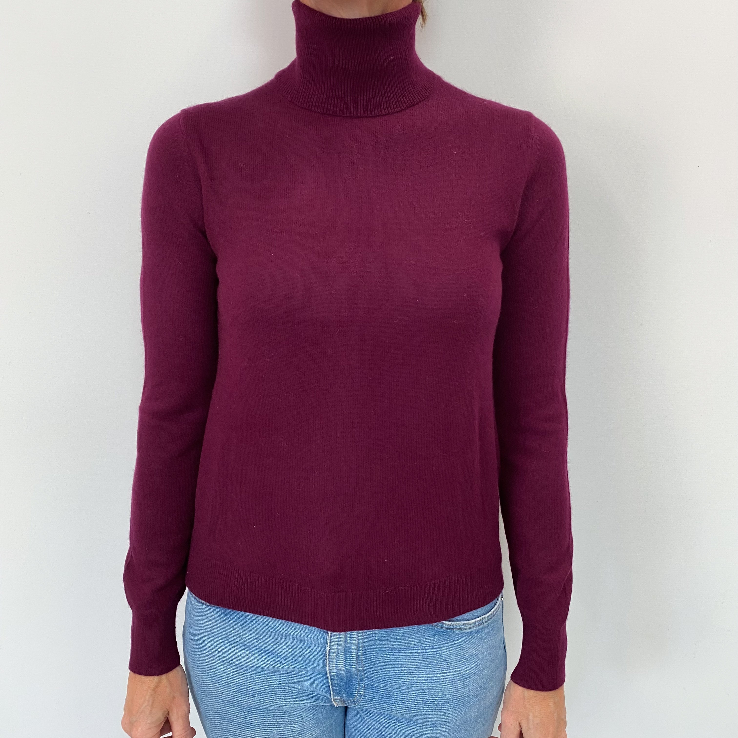 Mulberry Purple Cashmere Polo Neck Jumper Small