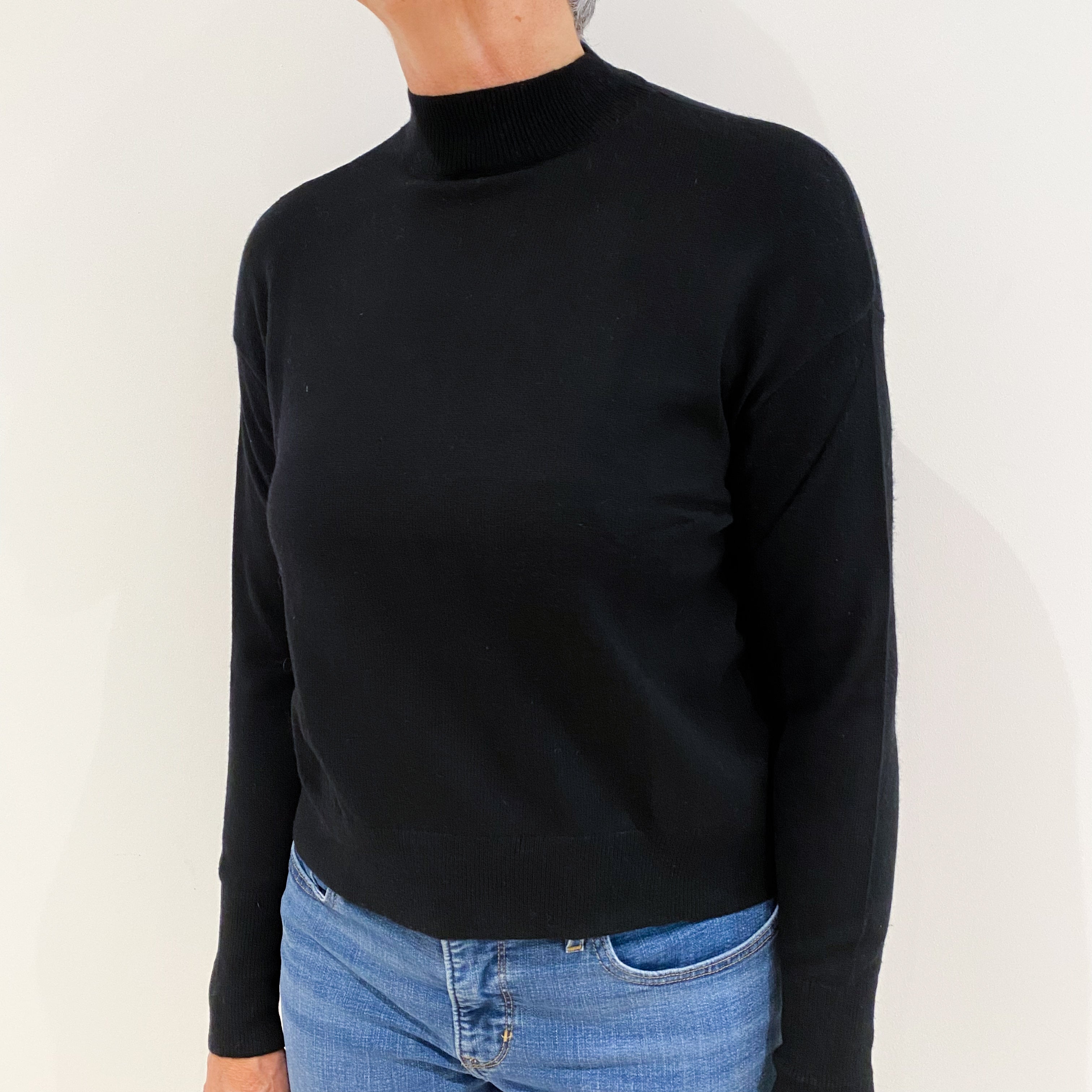 Black Boxy Style Cashmere Turtle Neck Jumper Medium