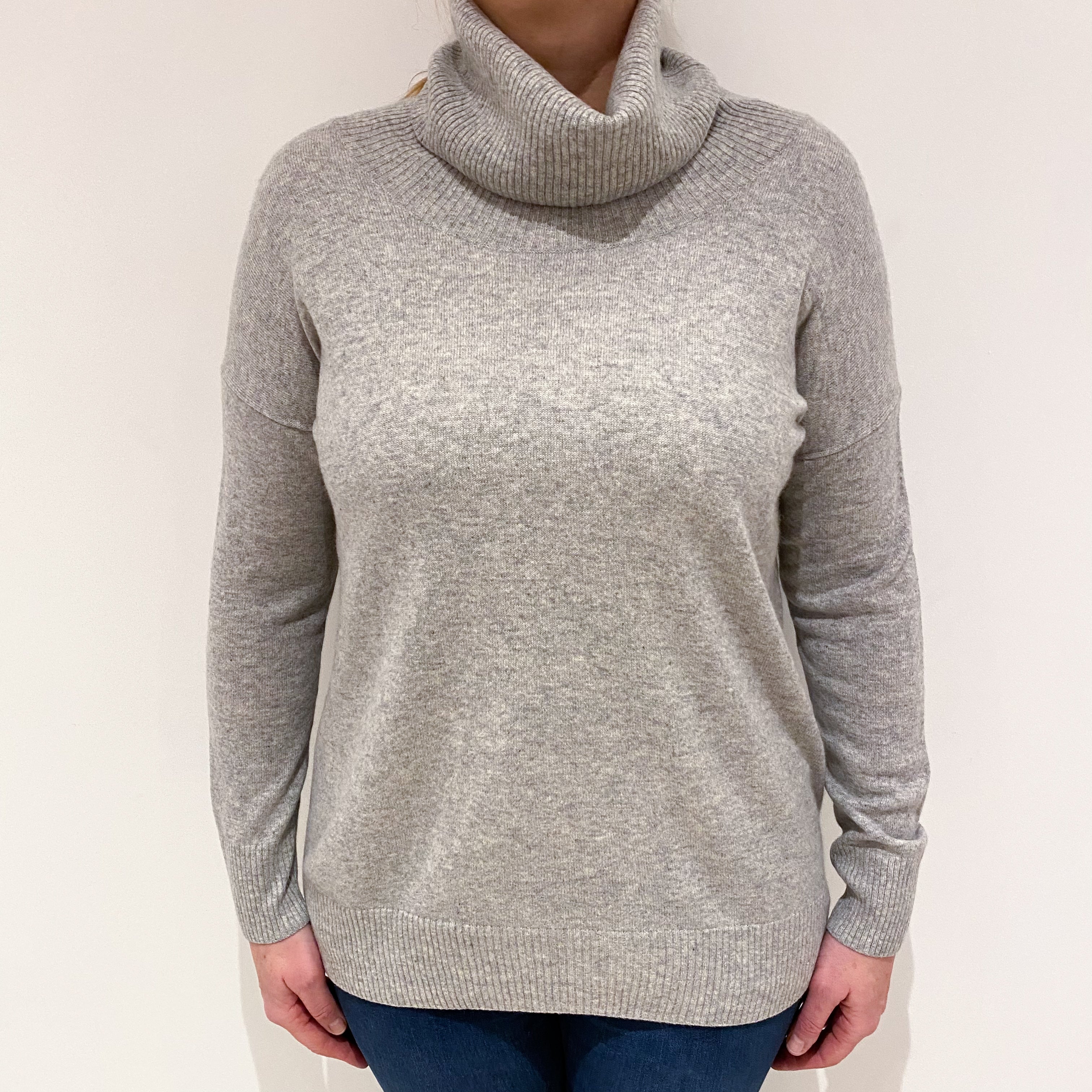 Smoke Grey Cashmere Cowl Neck Jumper Large