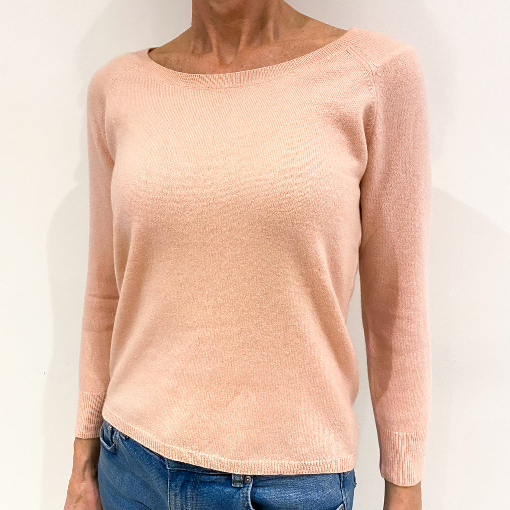 Shell Pink Cashmere Scoop Neck Jumper Small