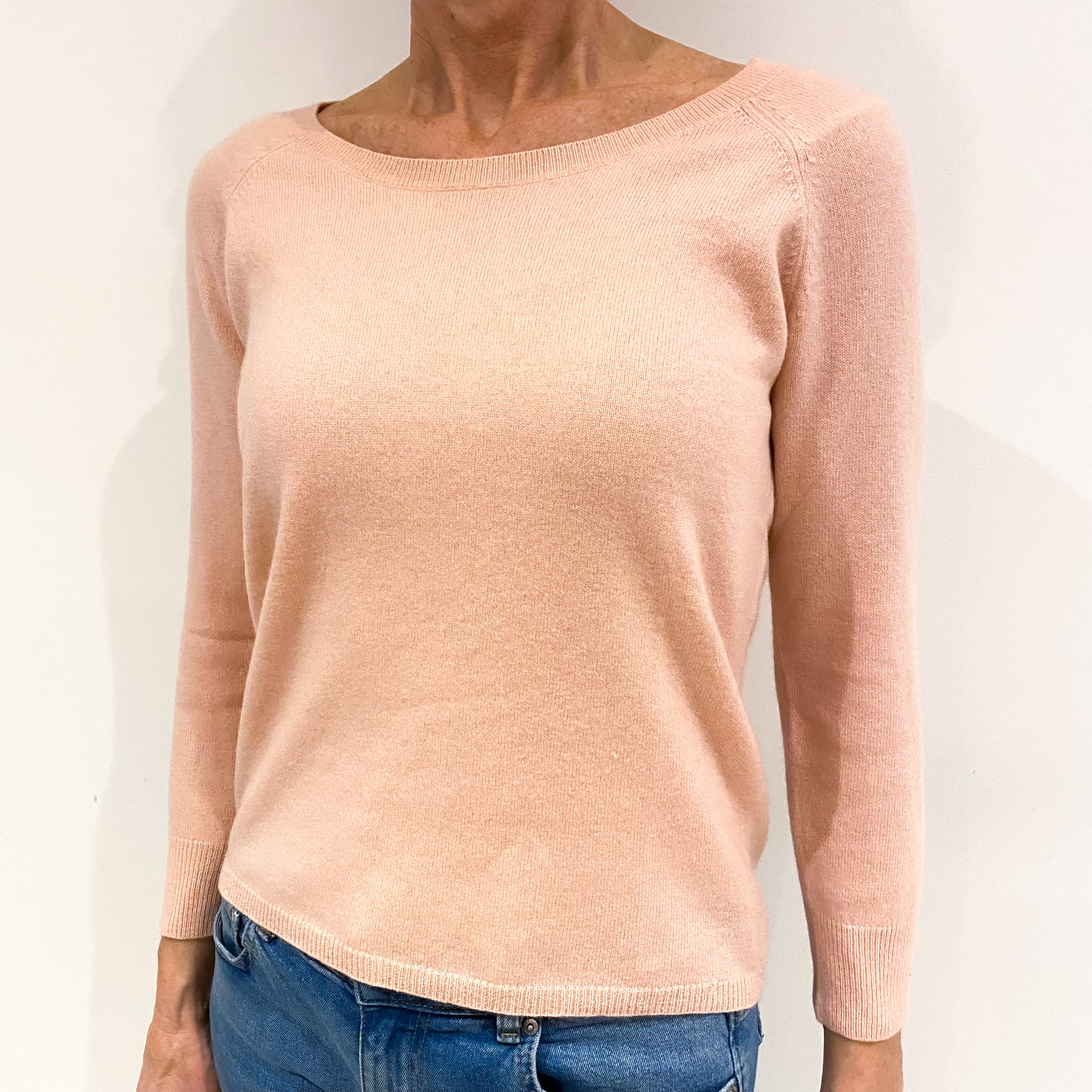 Shell Pink Cashmere Scoop Neck Jumper Small