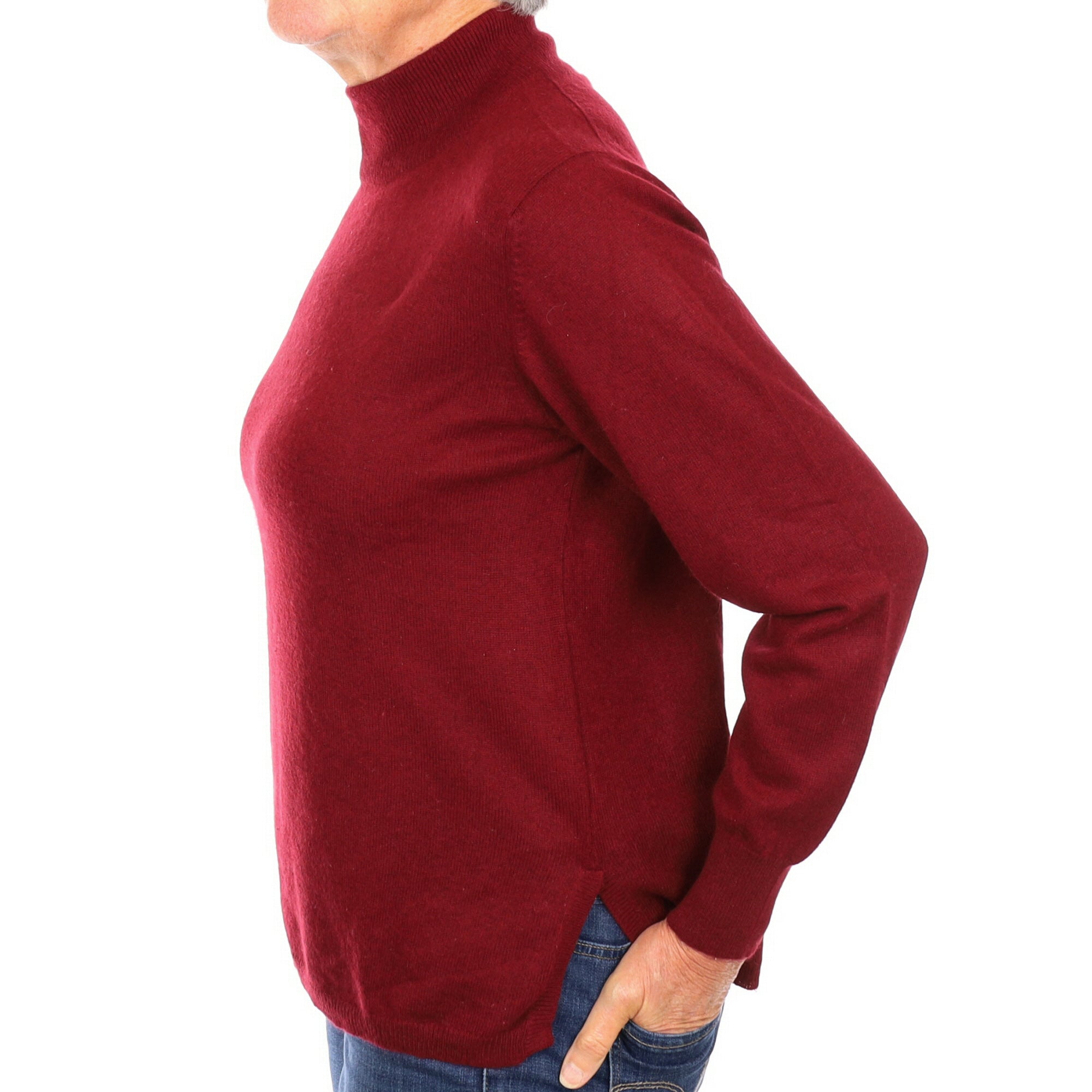Wine Red Cashmere Turtle Neck Jumper Medium
