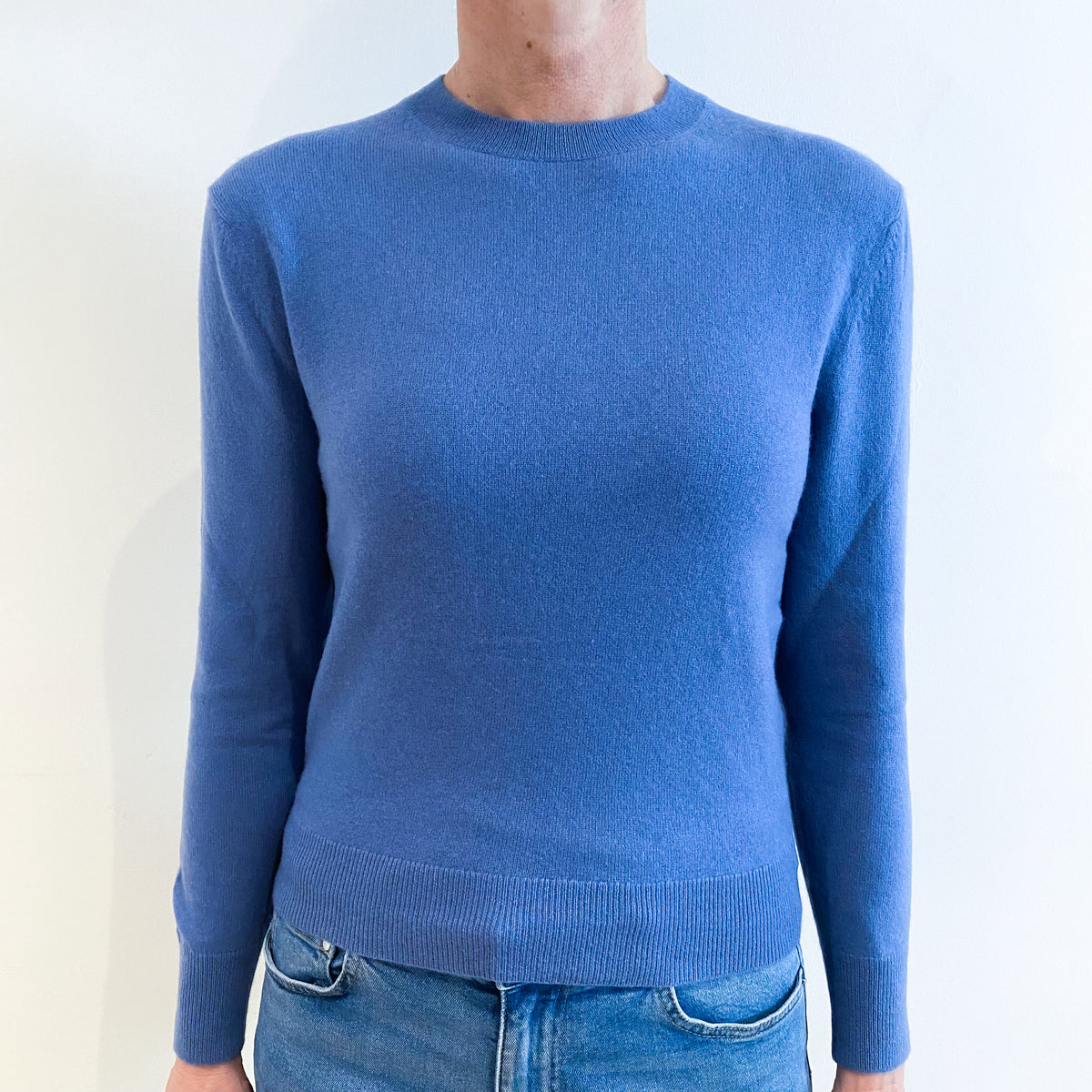 Denim Blue Cashmere Crew Neck Jumper Small