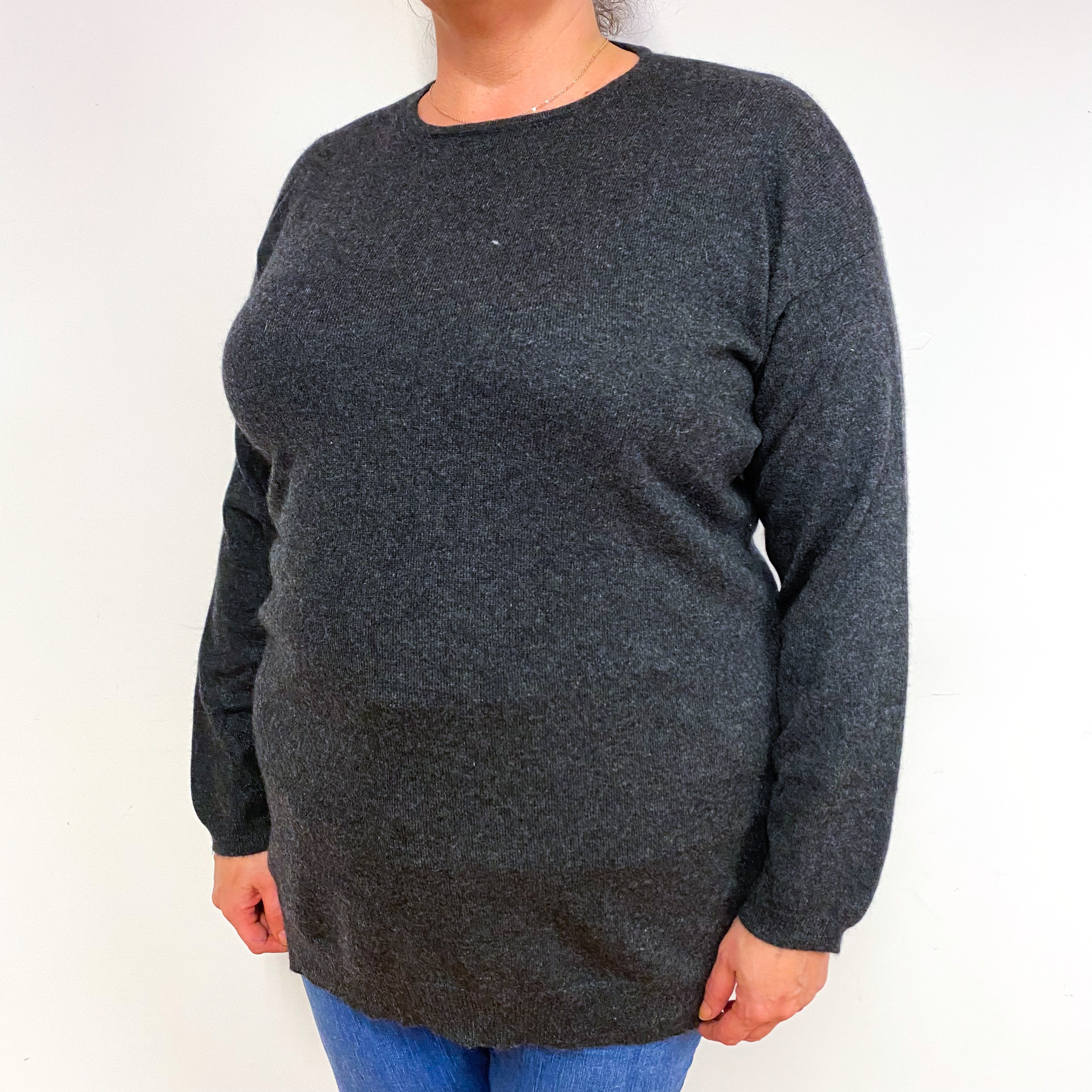 Charcoal Grey Cashmere Crew Neck Jumper Extra Large