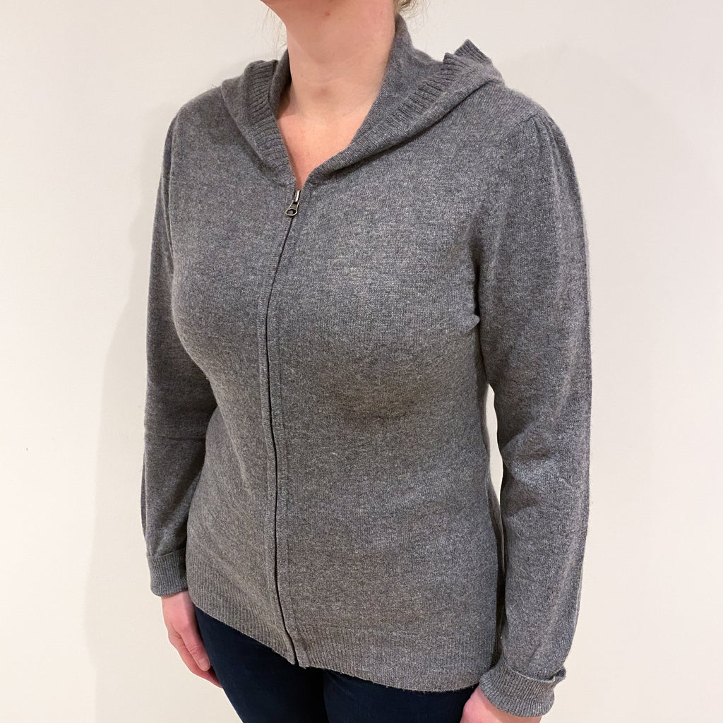 Ash Grey Cashmere Zip Up Hoodie Large