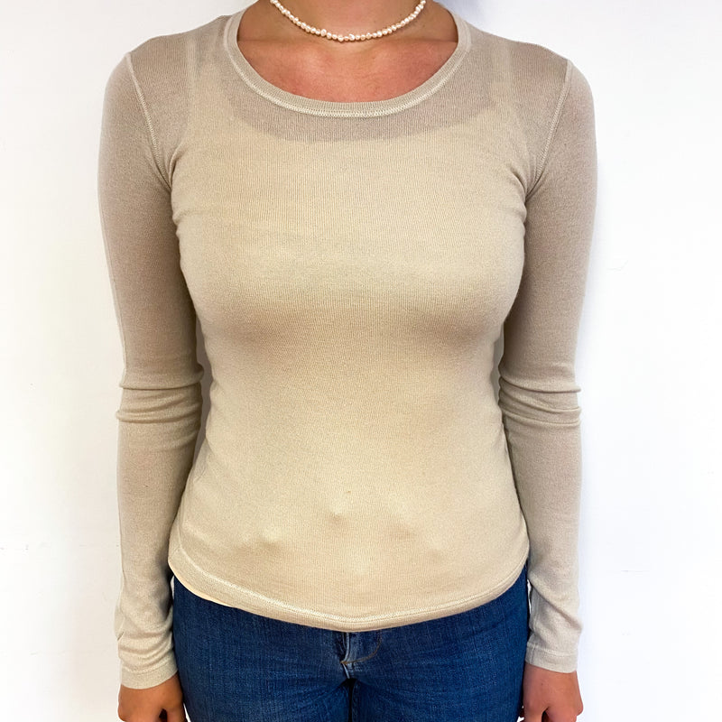 Loro Piana Fawn Fine Knit Cashmere Crew Neck Jumper Small