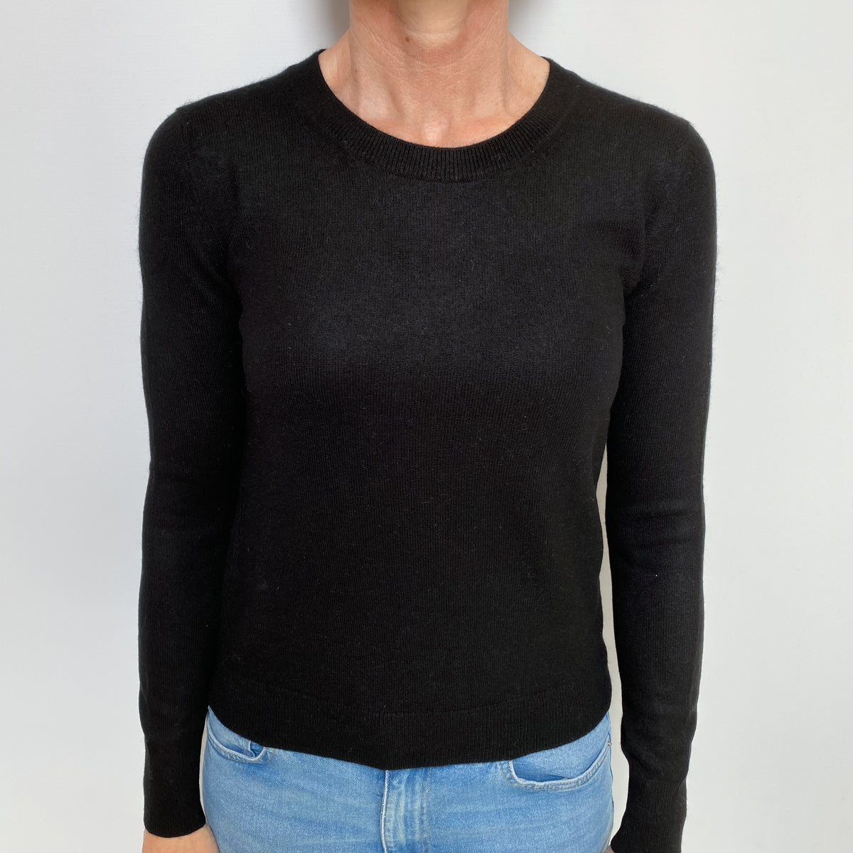 Black Cashmere Crew Neck Jumper Small