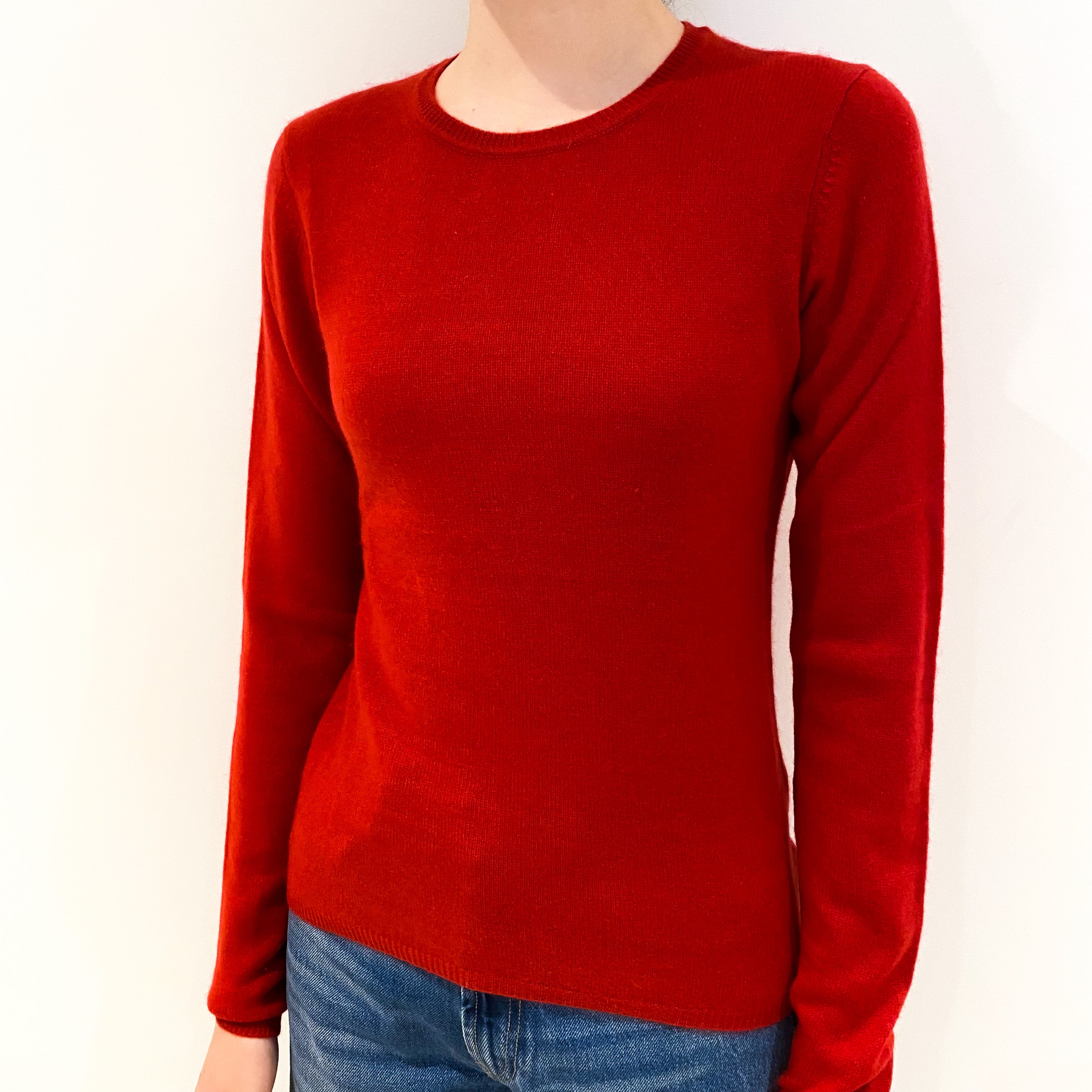 Scarlet Red Cashmere Crew Neck Jumper Extra Small