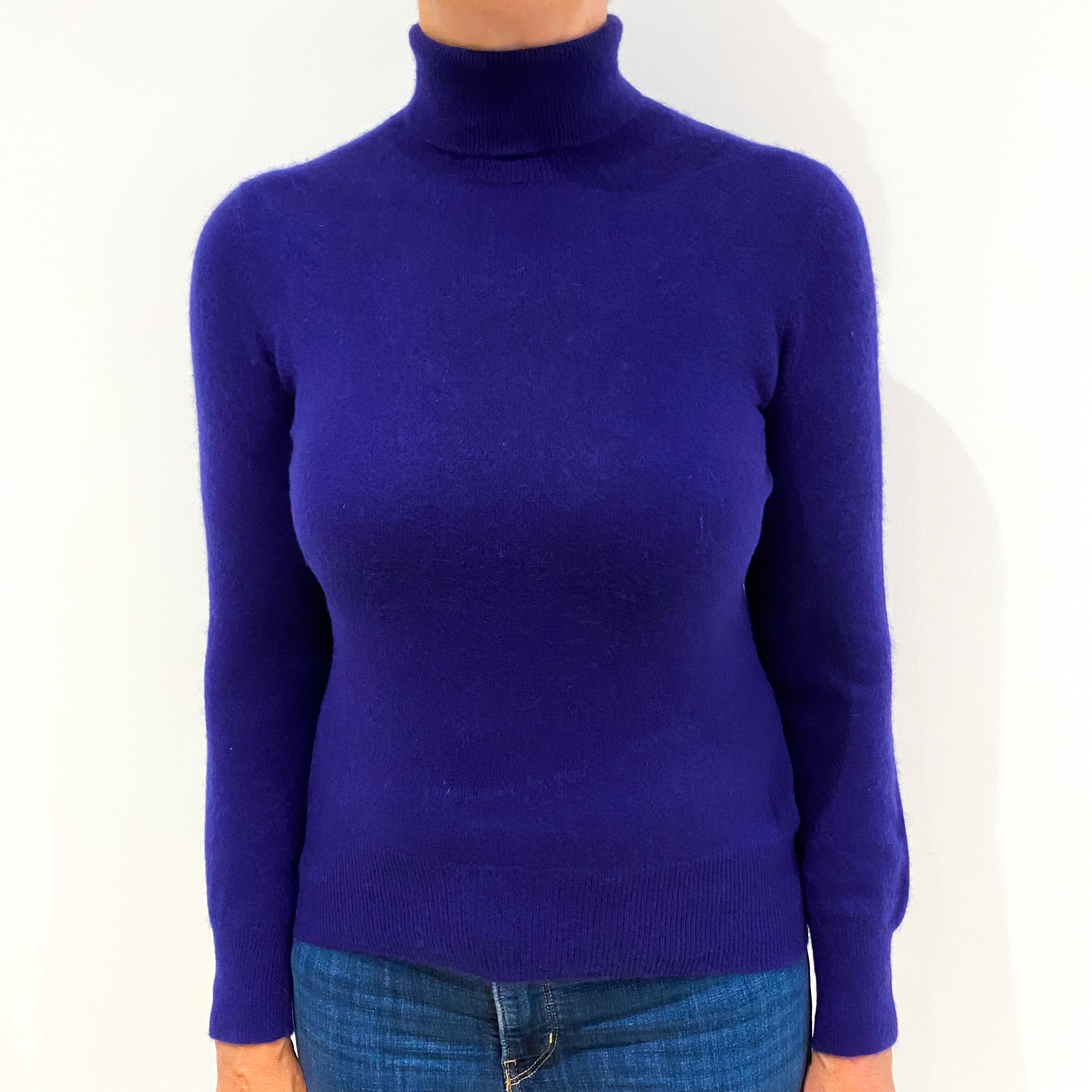 Indigo Purple Cashmere Polo Neck Jumper Medium