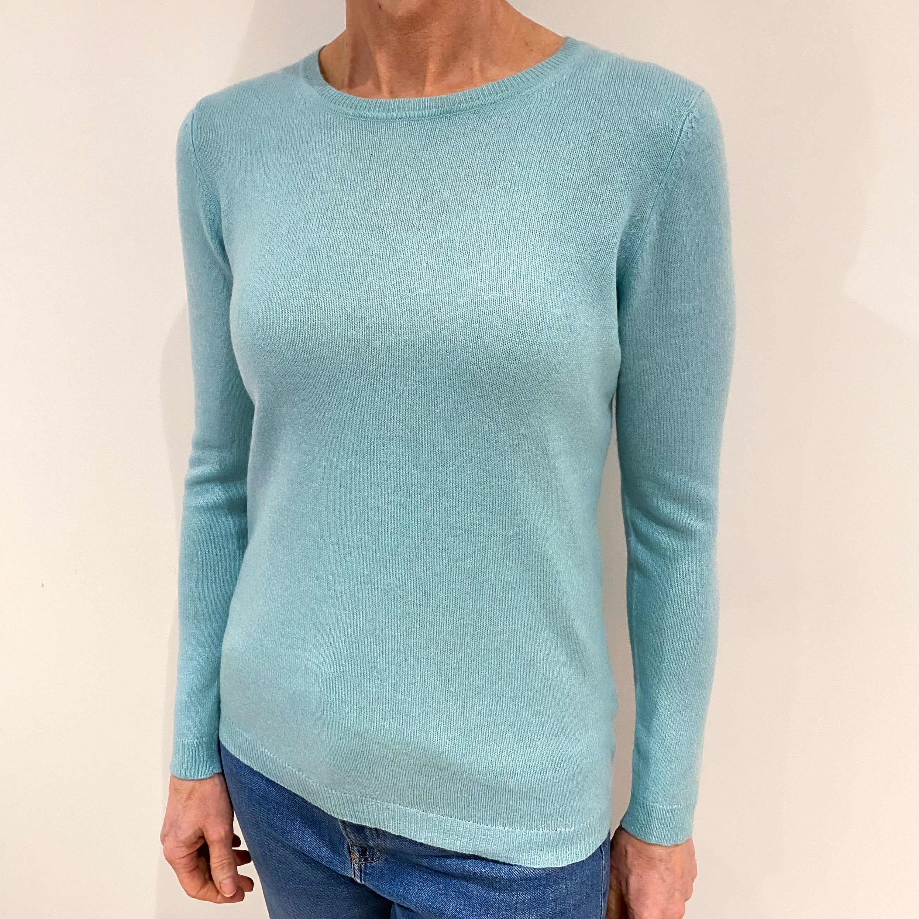 Mint Green Cashmere Crew Neck Jumper Small