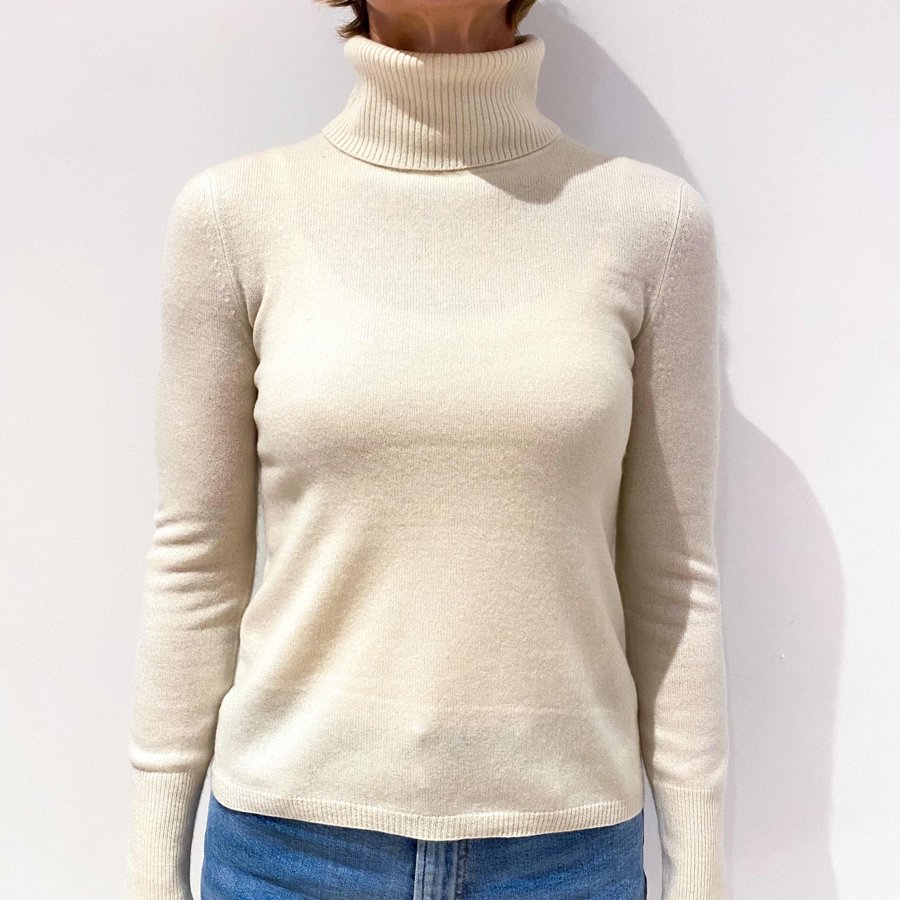 Cream Cashmere Polo Neck Jumper Small