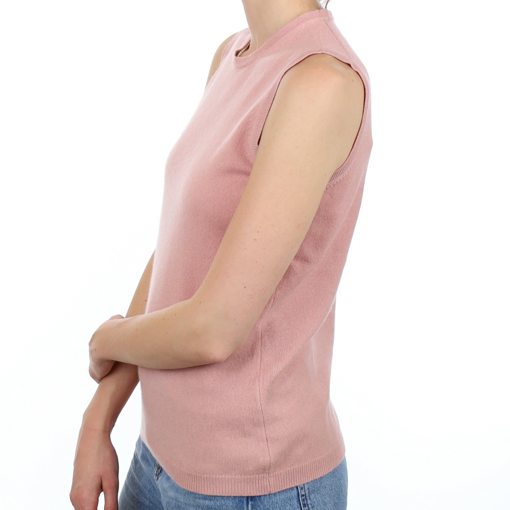 Calamine Pink Cashmere Crew Neck Tank Top Small