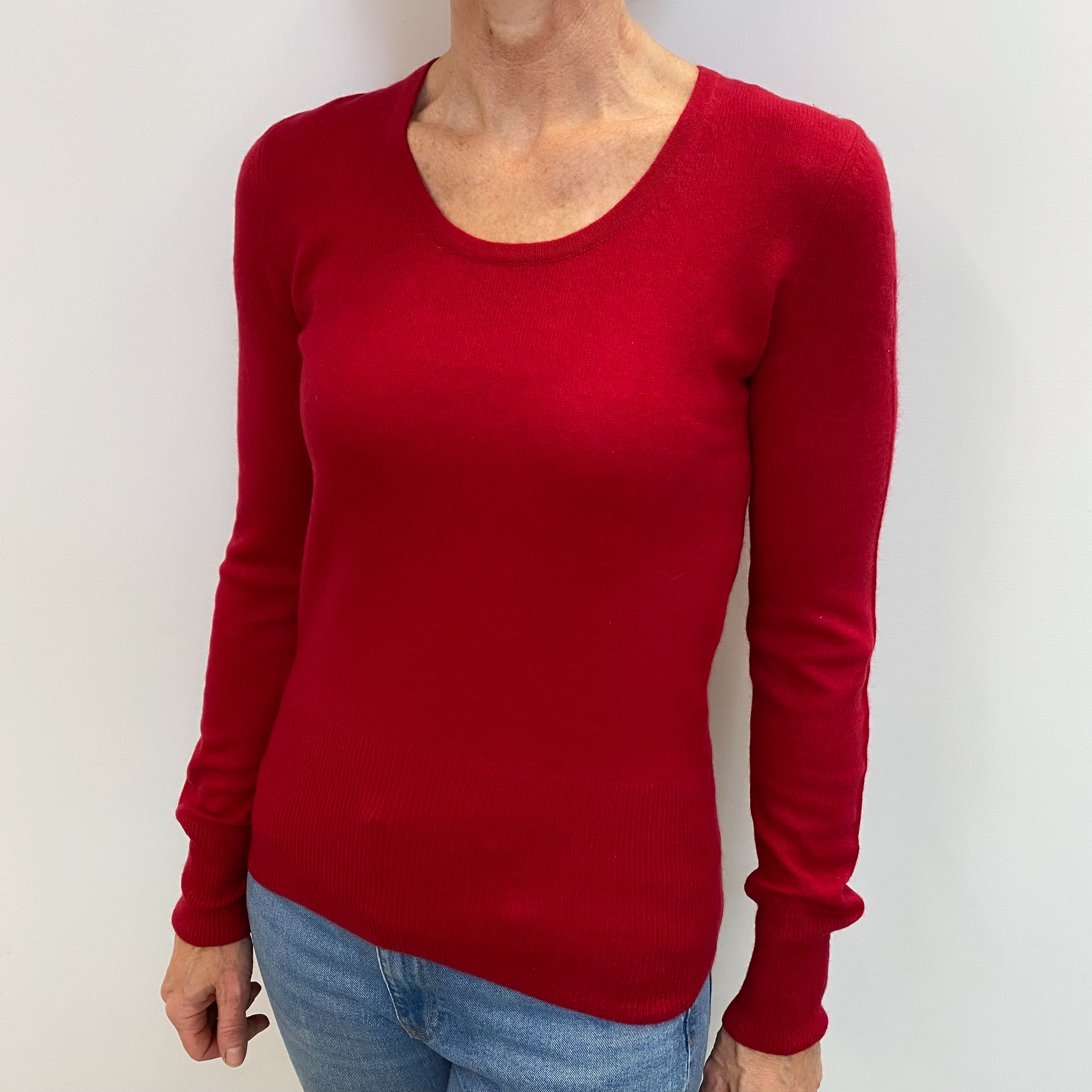 Post Box Red Cashmere Crew Neck Jumper Small