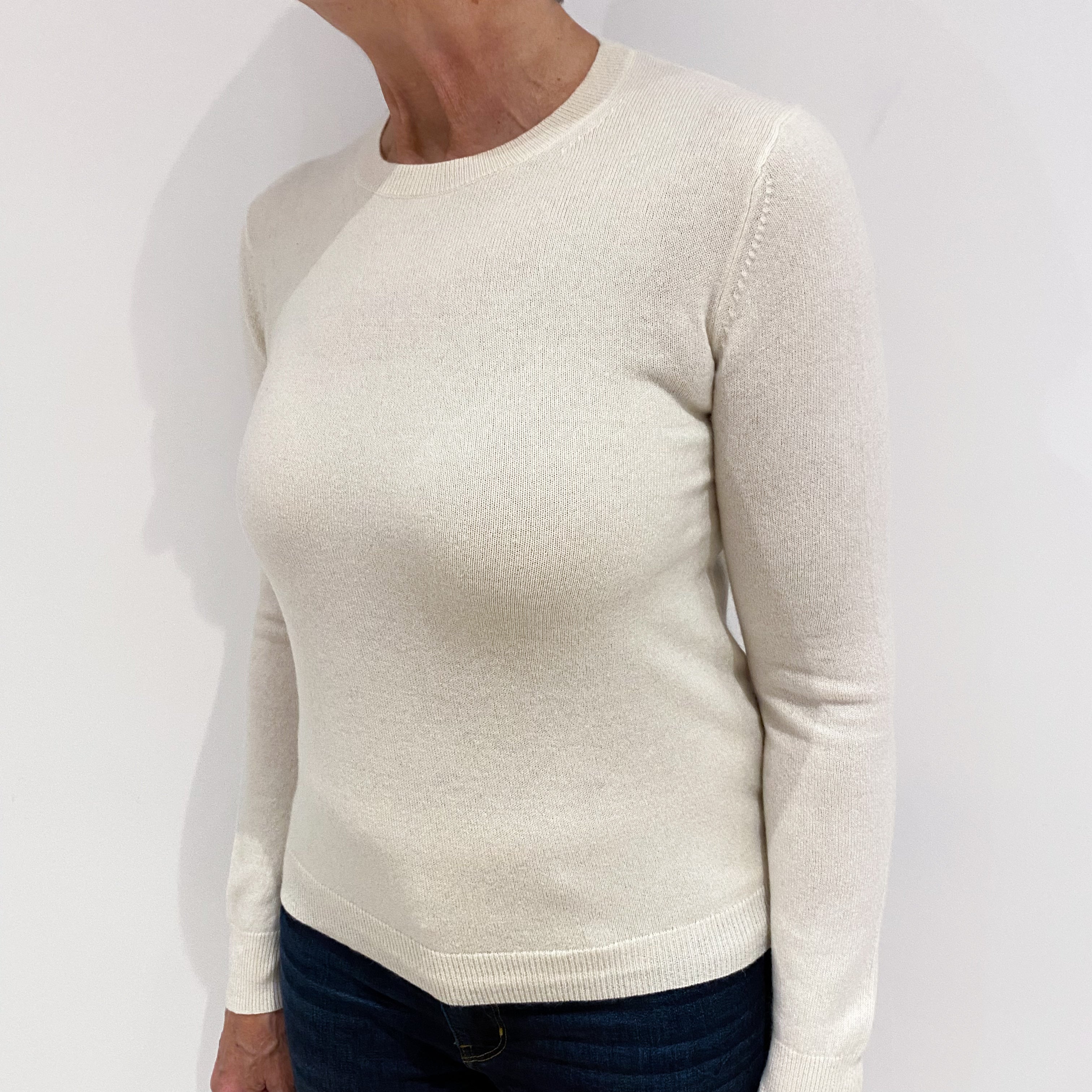 Vanilla Cream Cashmere Crew Neck Jumper Medium