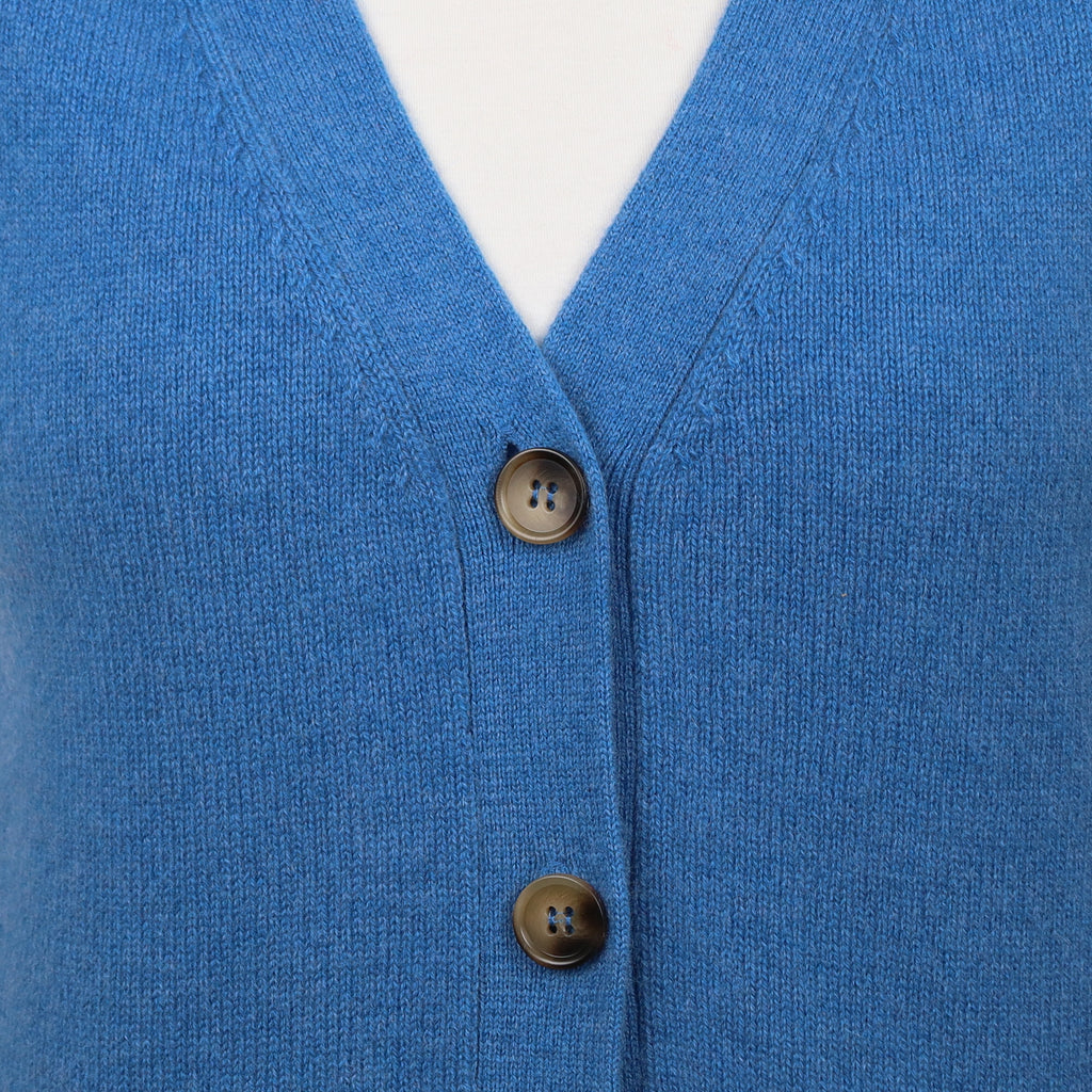 Brand New Mediterranean Blue Luxury Cashmere V Neck Waistcoat Medium UK 12-14