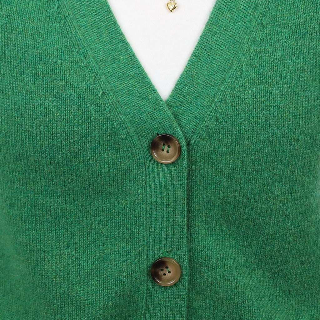 Brand New Shamrock Green Luxury Cashmere V Neck Waistcoat Extra Small UK 6-8