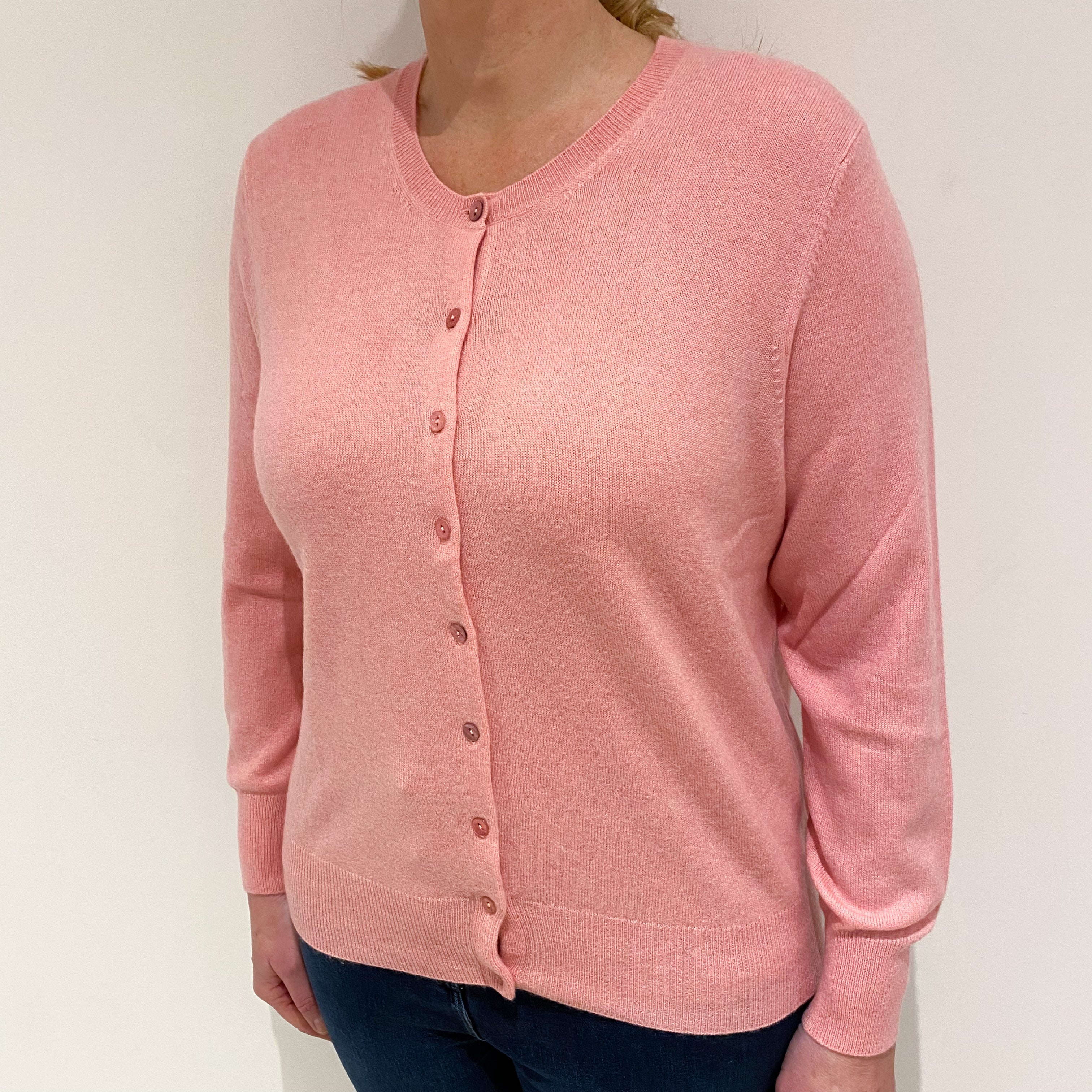 Sugar Mouse Pink Cashmere Crew Neck Cardigan Large