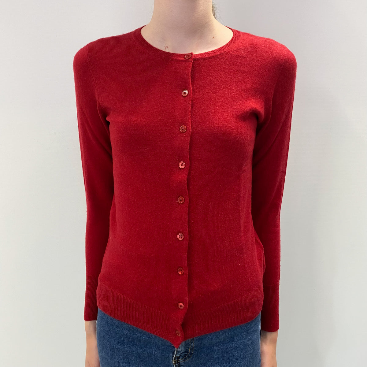 Post Box Red Cashmere Cardigan Extra Small