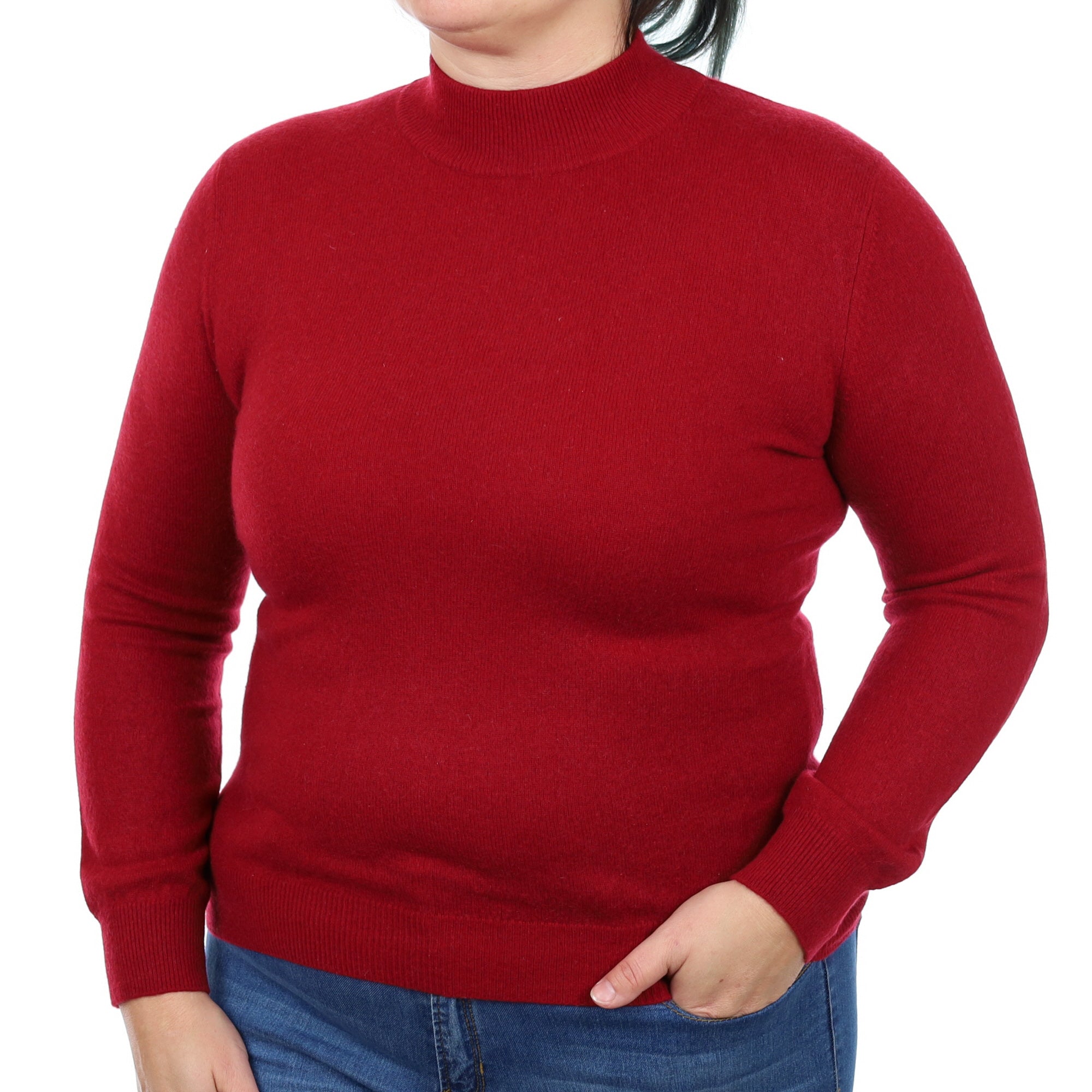 Burgundy Red Cashmere Turtle Neck Jumper Large